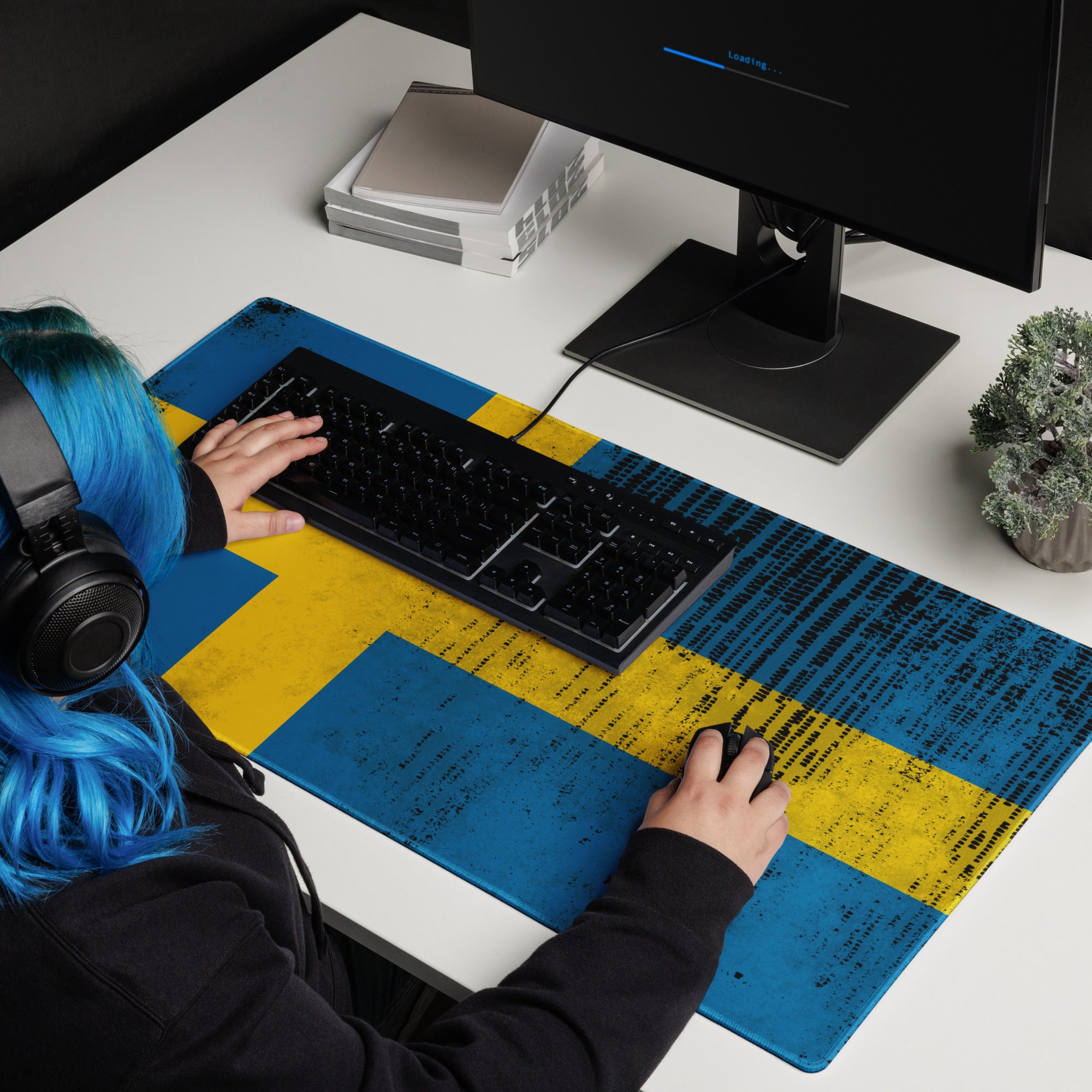 Gaming mouse pad Sweden Flag with grunge effect