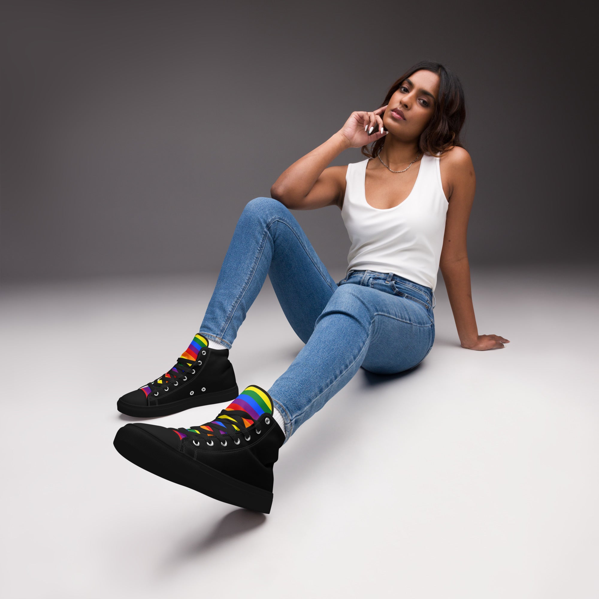 high top canvas shoes Rainbow