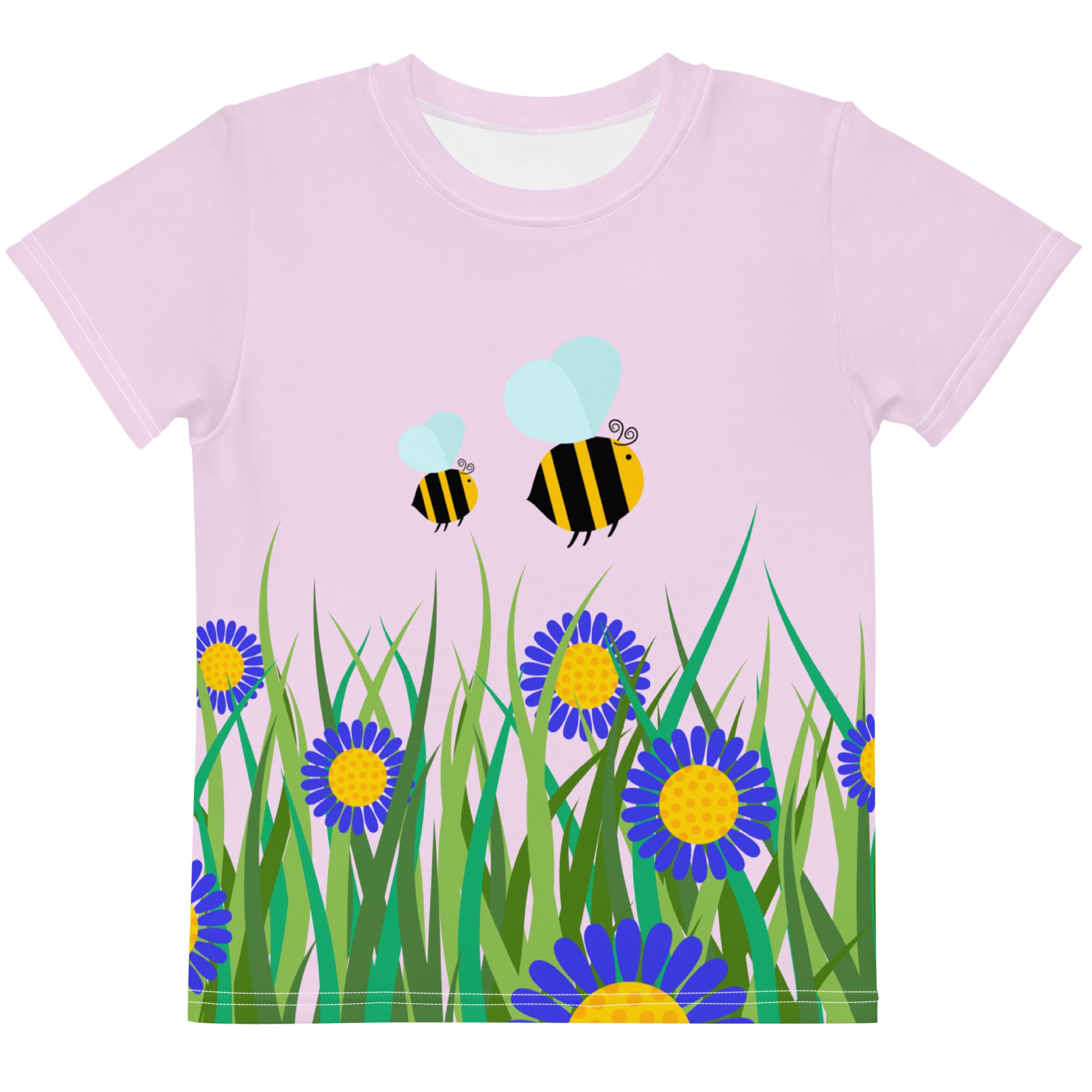 Kids crew neck t shirt Beetiful Flower Garden II Selago