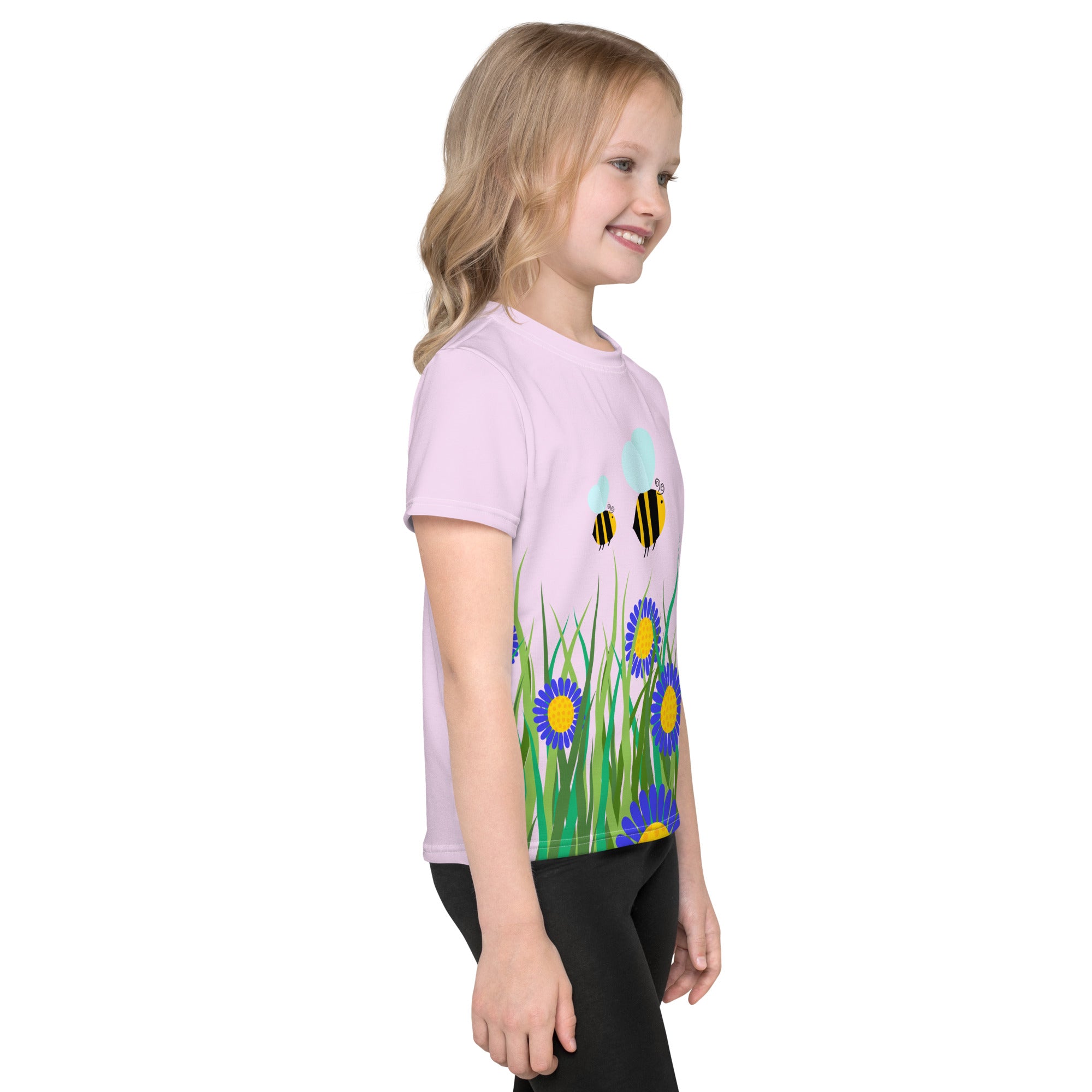 Kids crew neck t shirt Beetiful Flower Garden II Selago