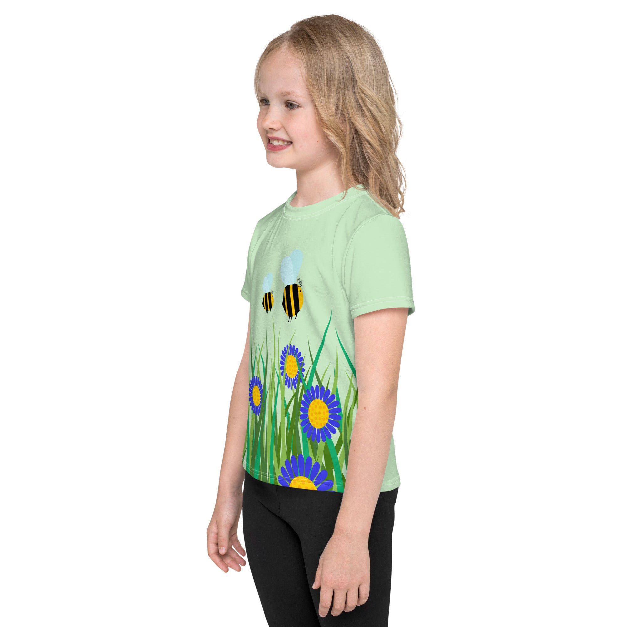 Kids crew neck t shirt Beetiful Flower Garden II Tara