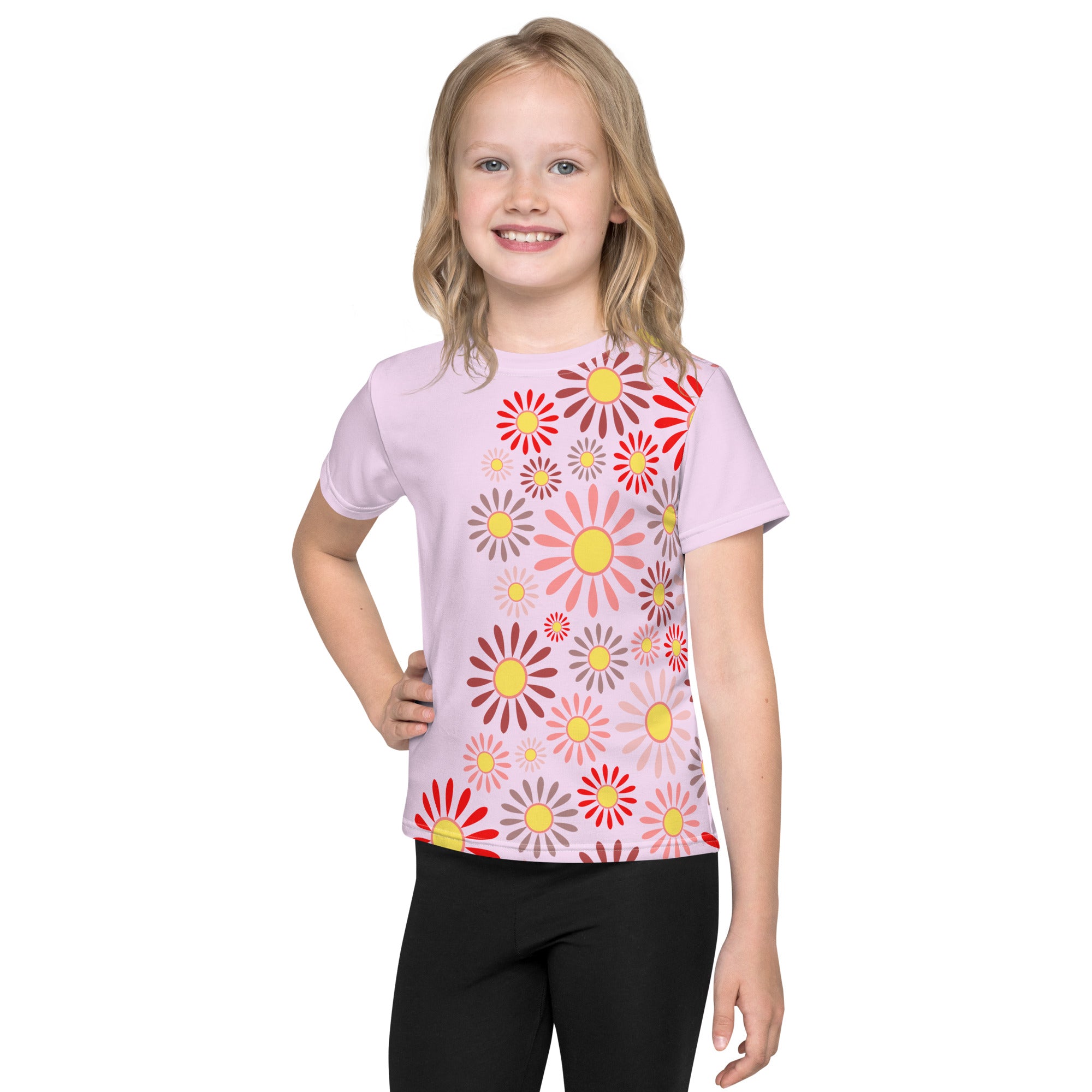 Kids crew neck t shirt Daisy Flower Garden II