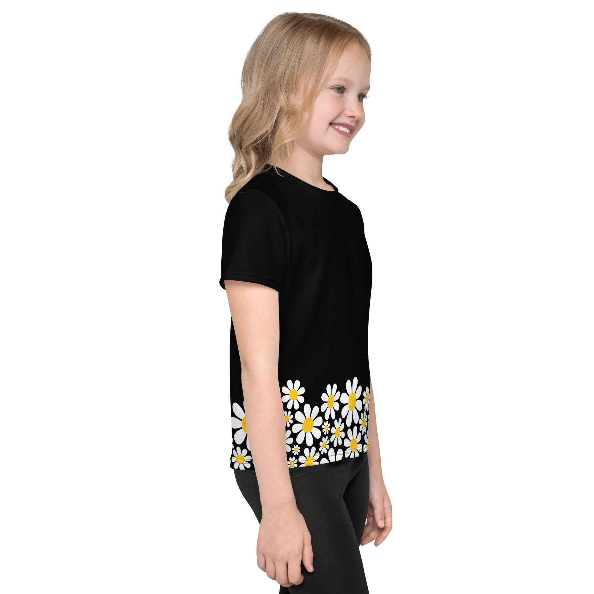 Kids crew neck t shirt Daisy Flower Garden III