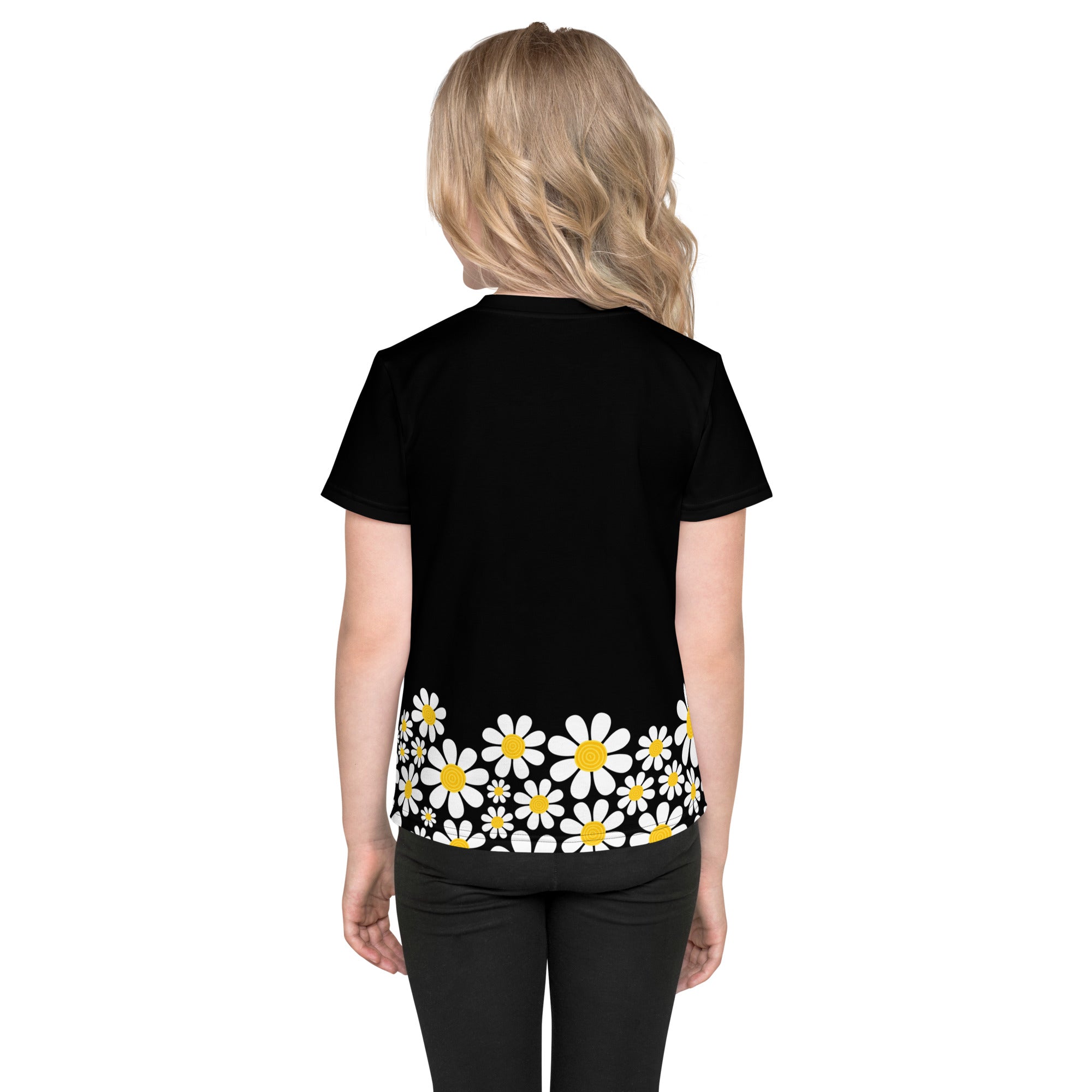 Kids crew neck t shirt Daisy Flower Garden III