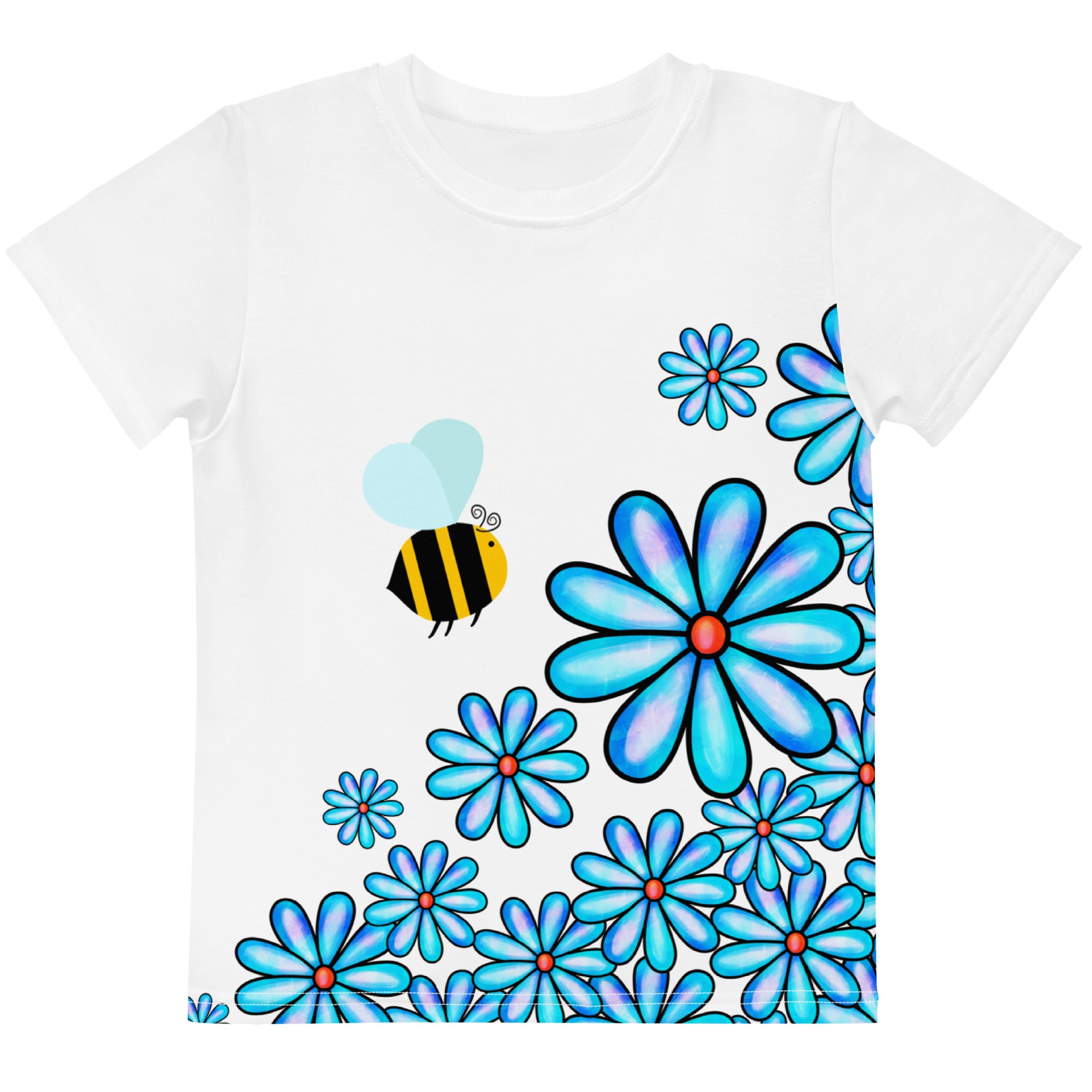 Kids crew neck t shirt Flower Doodle I