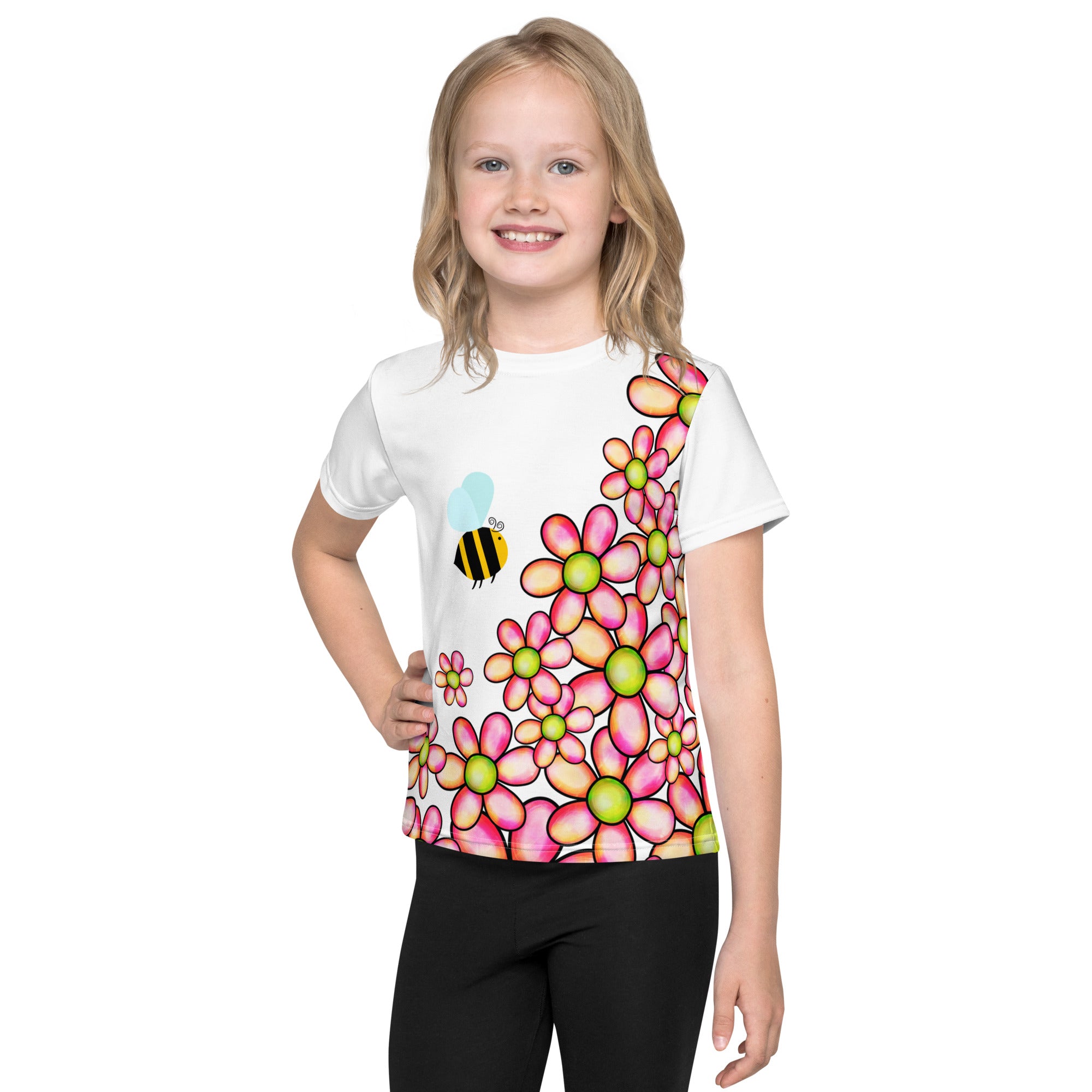 Kids crew neck t shirt Flower Doodle III