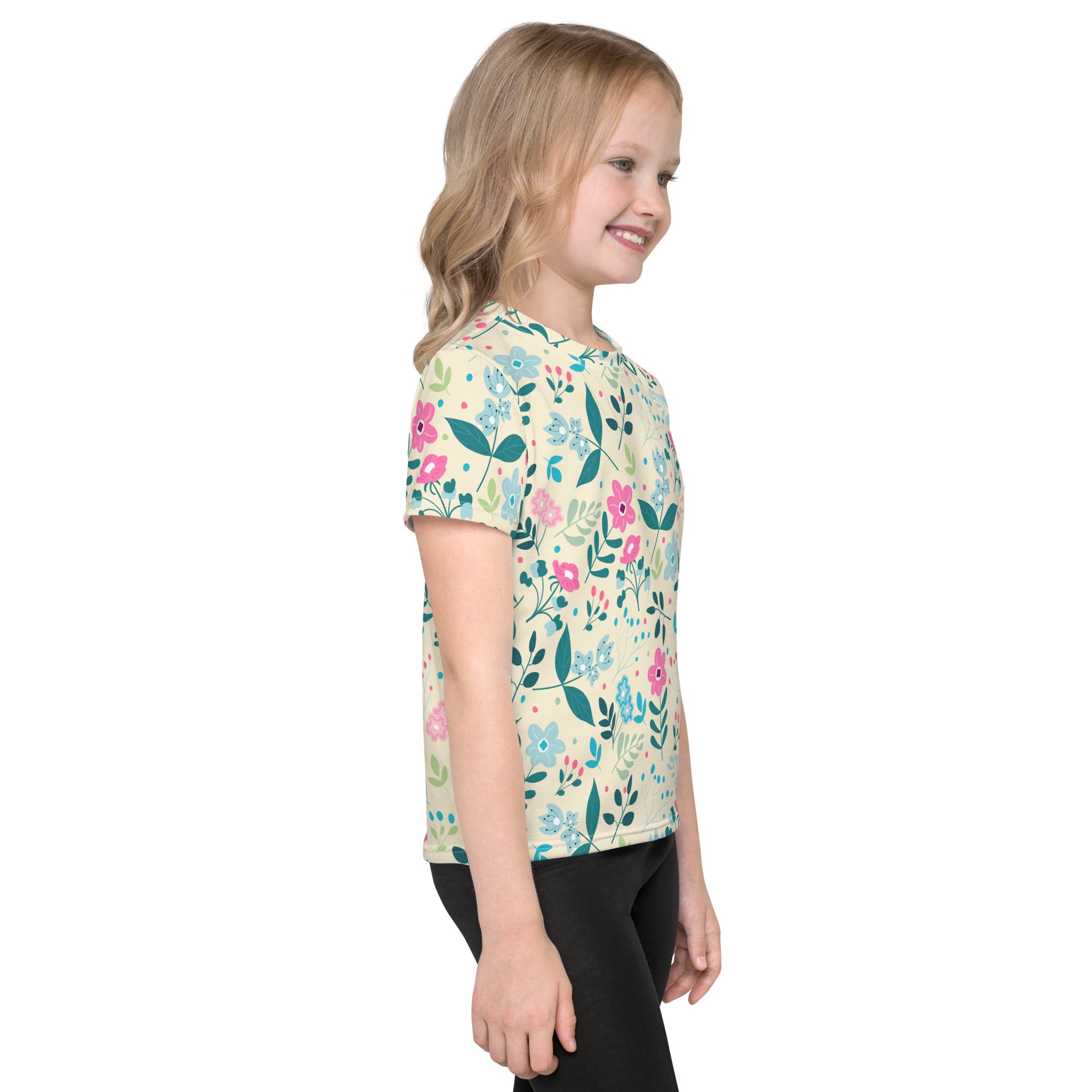 Kids crew neck t shirt My Secret Flower Garden I