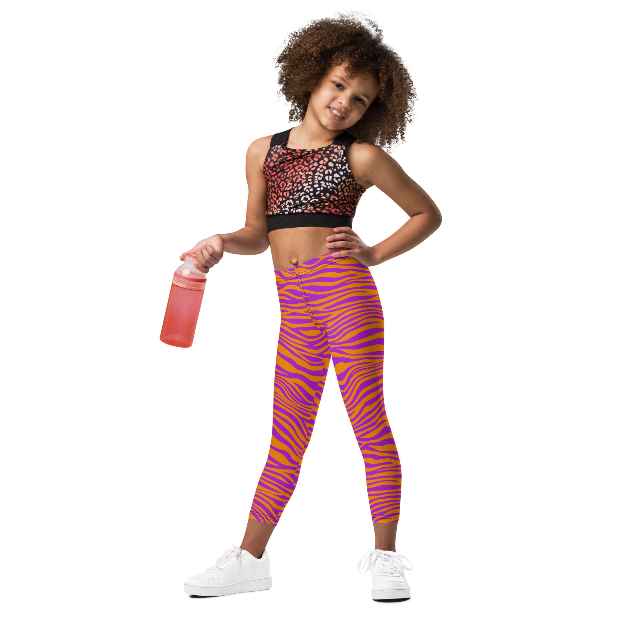 Kid's Leggings Leopard Purple and Orange