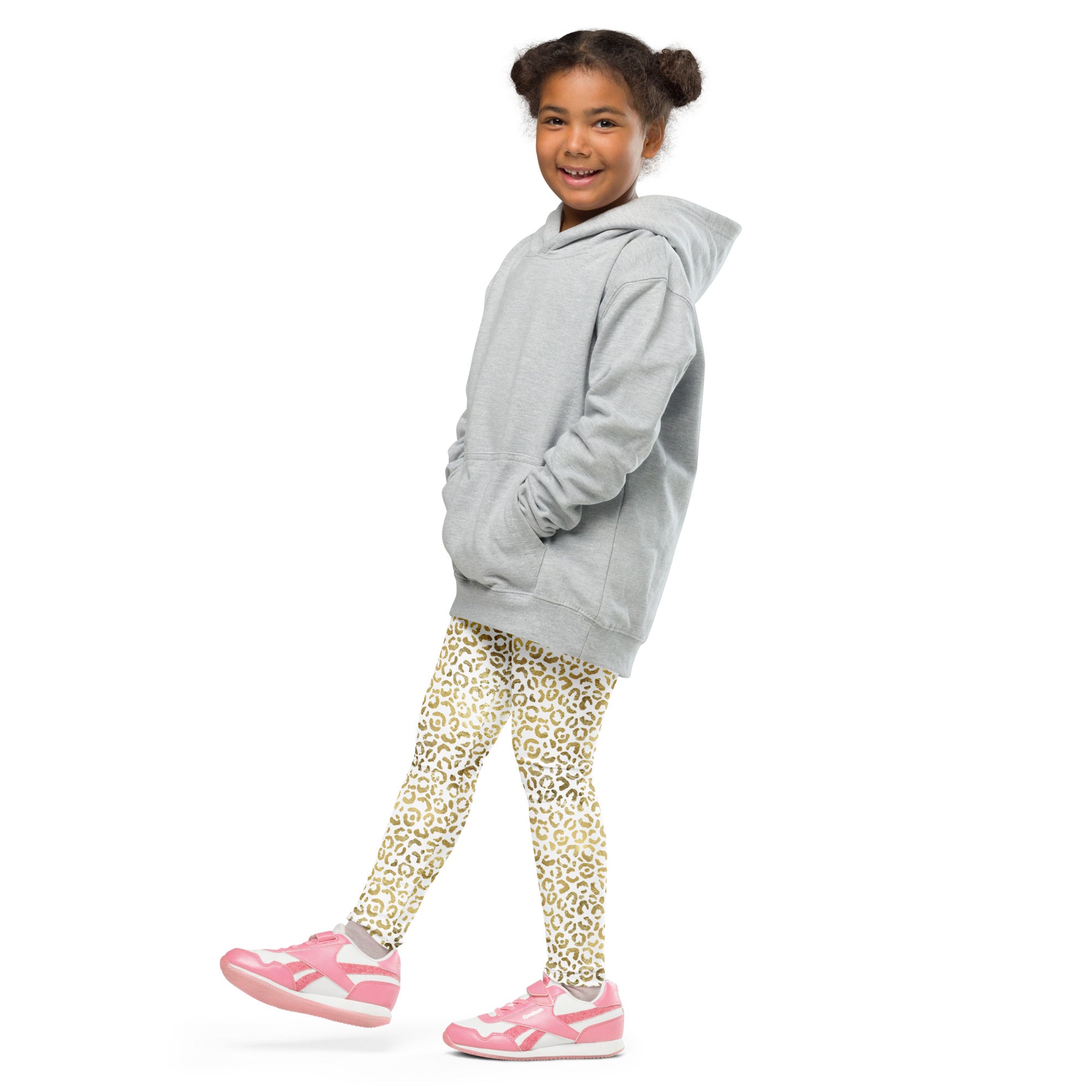 Kid's Leggings Leopard White and Gold