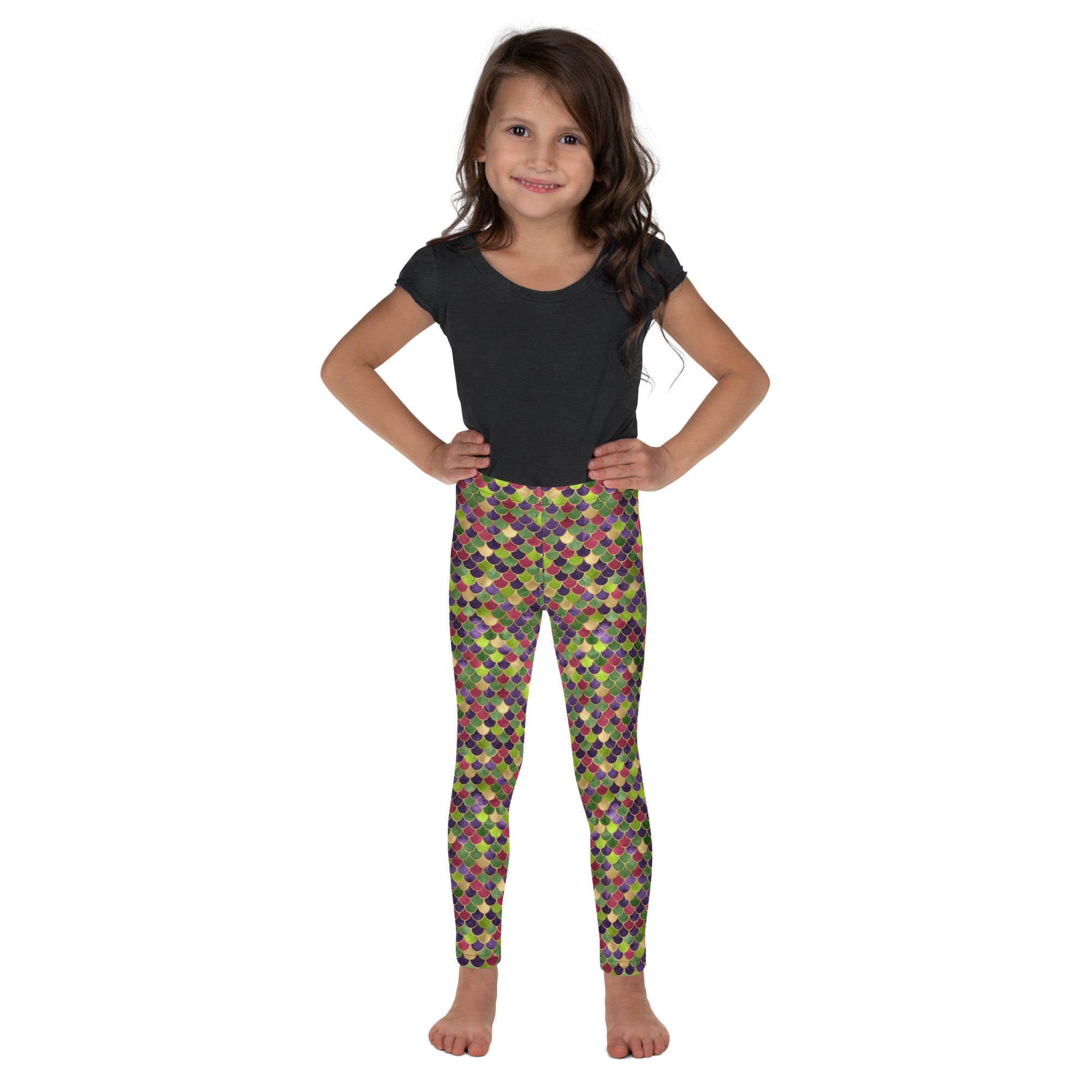 Kid's Leggings Mermaid Green and Gold