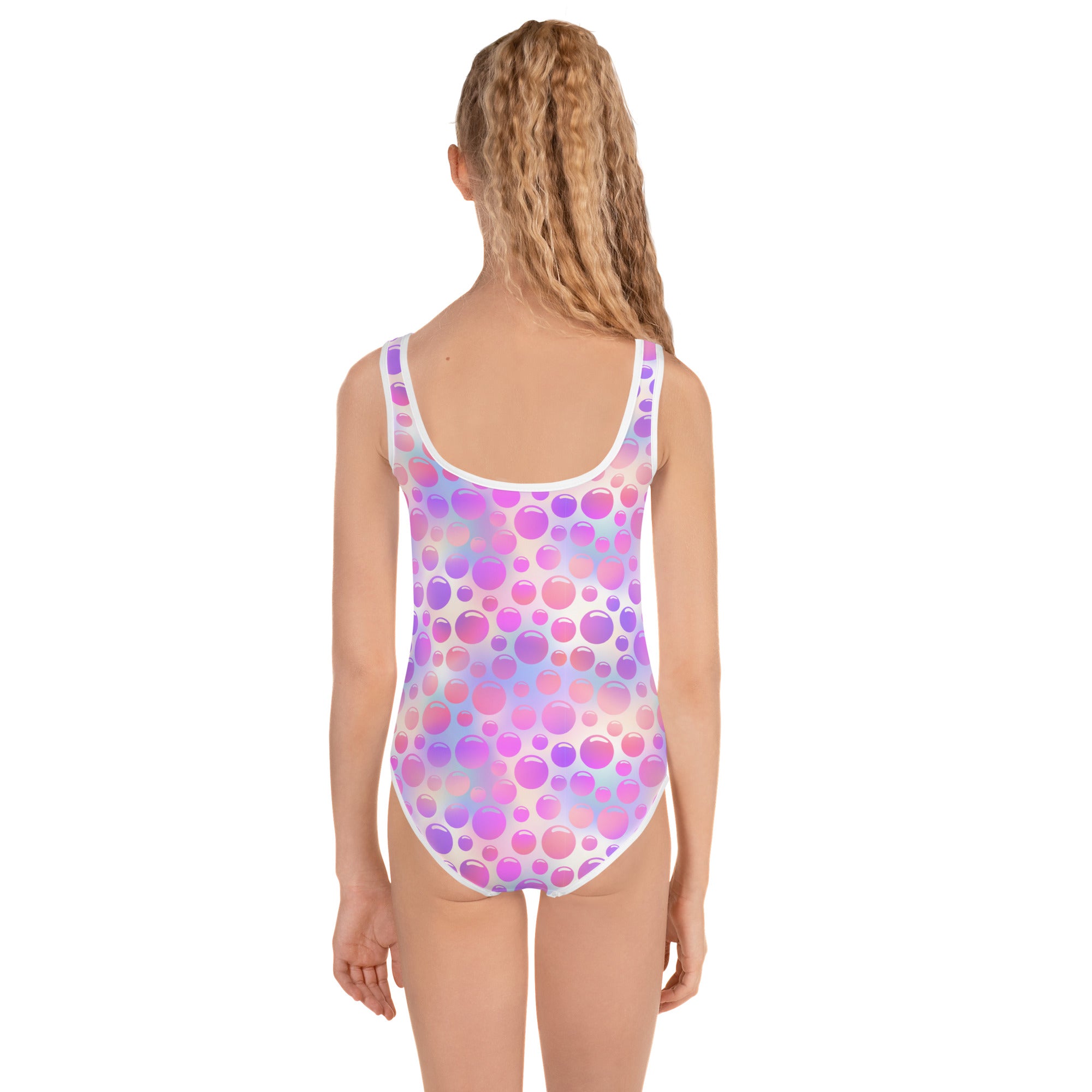 Kids Swimsuit Bubbles Pink and Blue