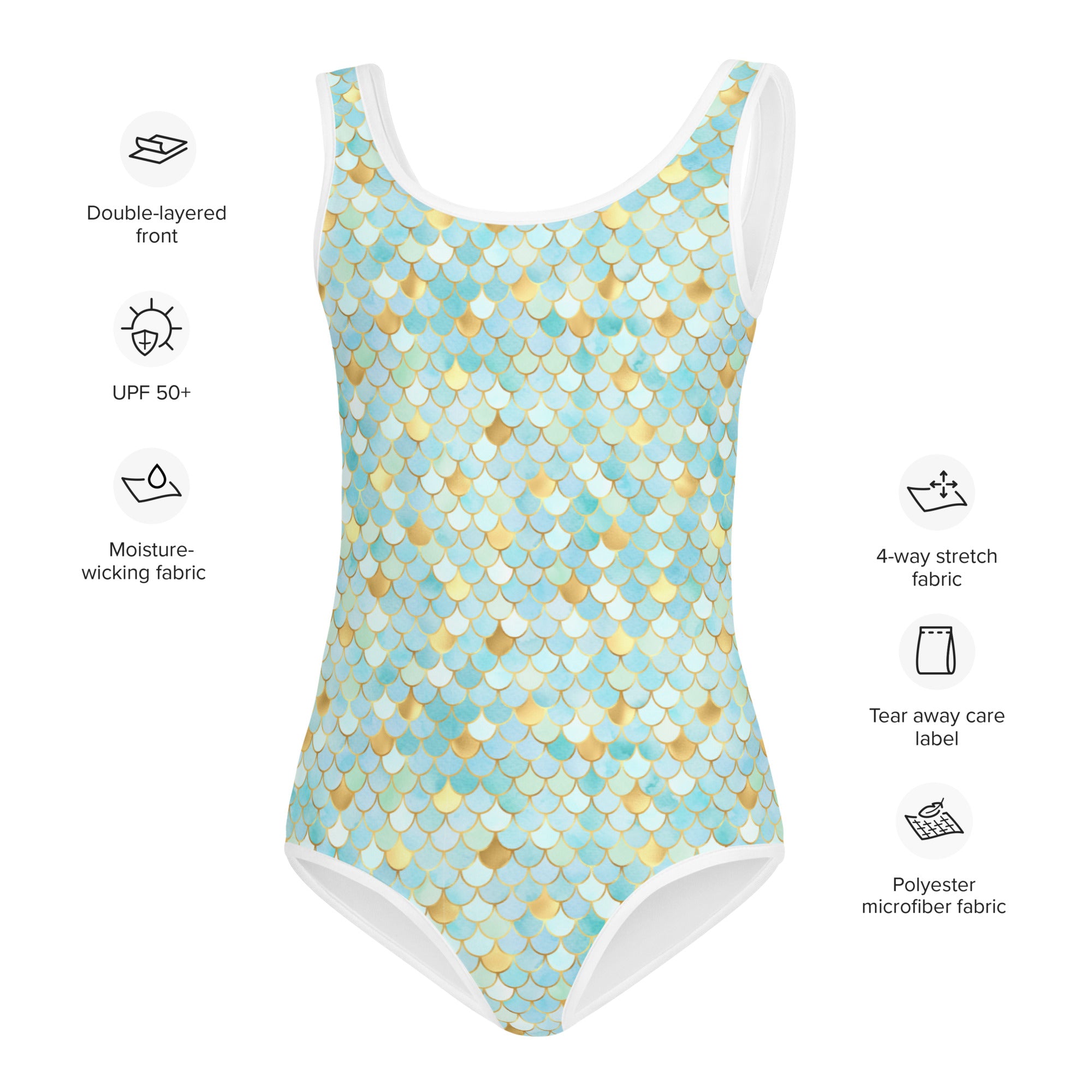 Kids Swimsuit Mermaid Cyan