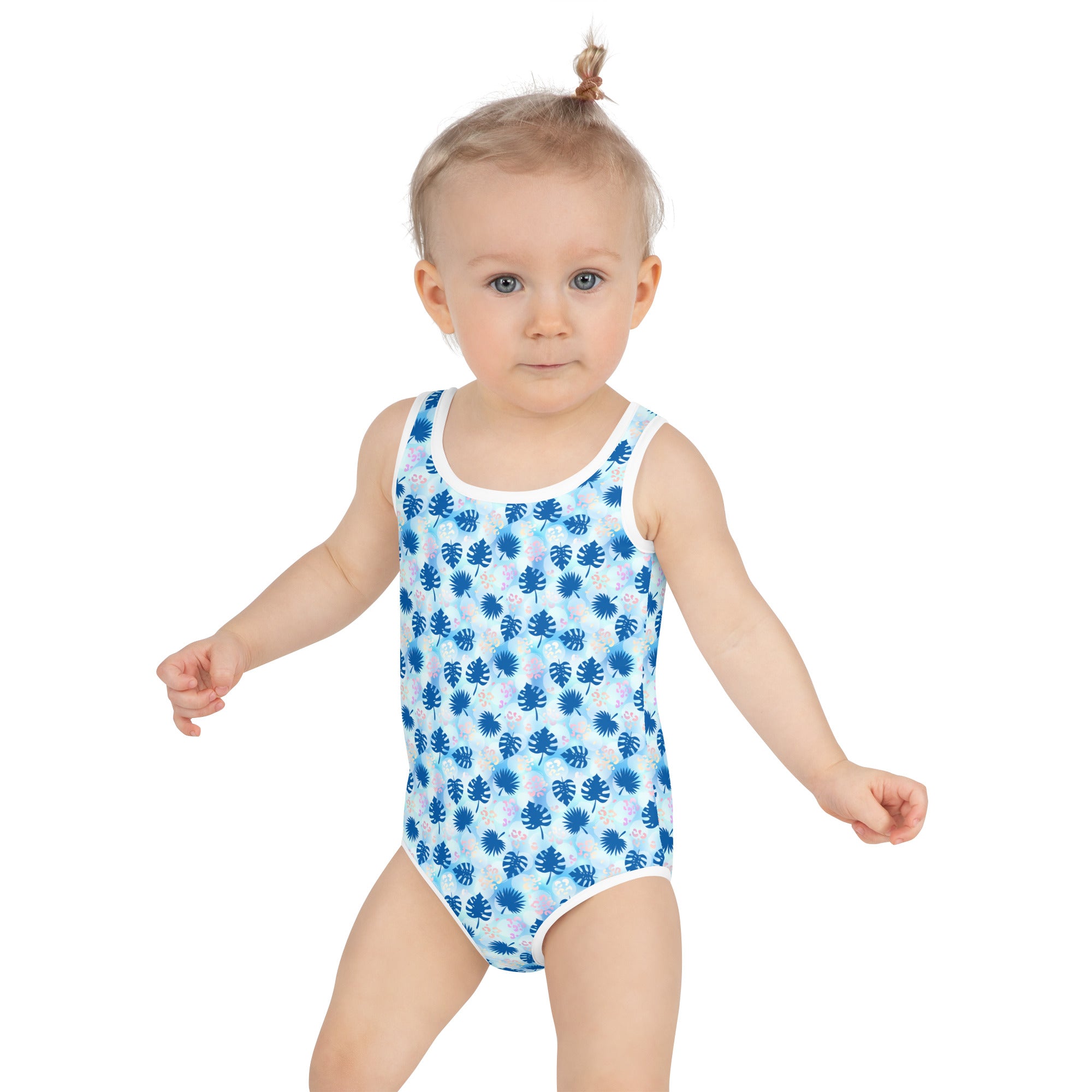 Kids Swimsuit Summer Palm Leafs Blue