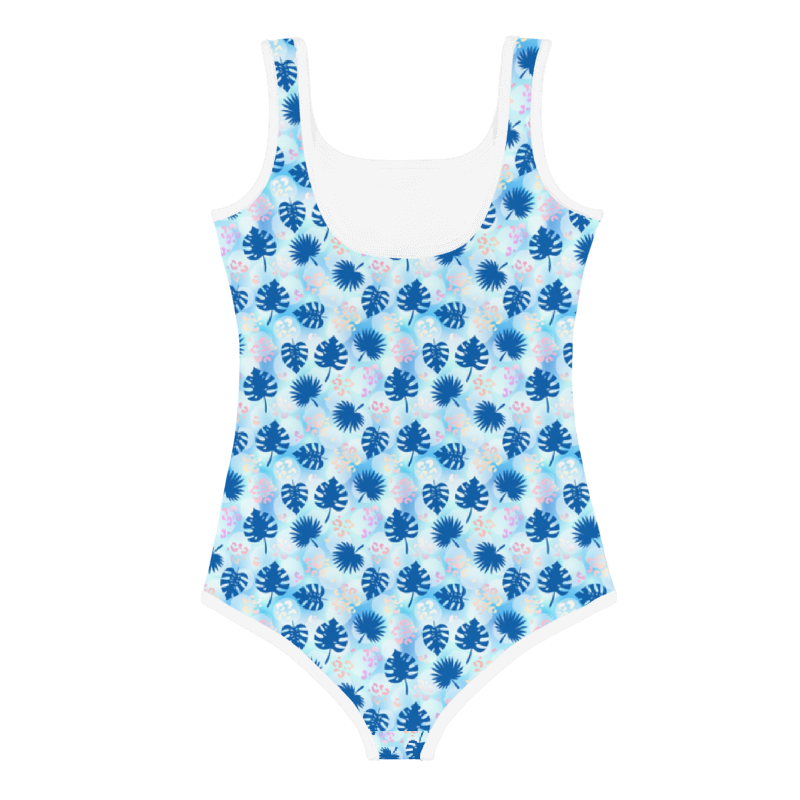 Kids Swimsuit Summer Palm Leafs Blue