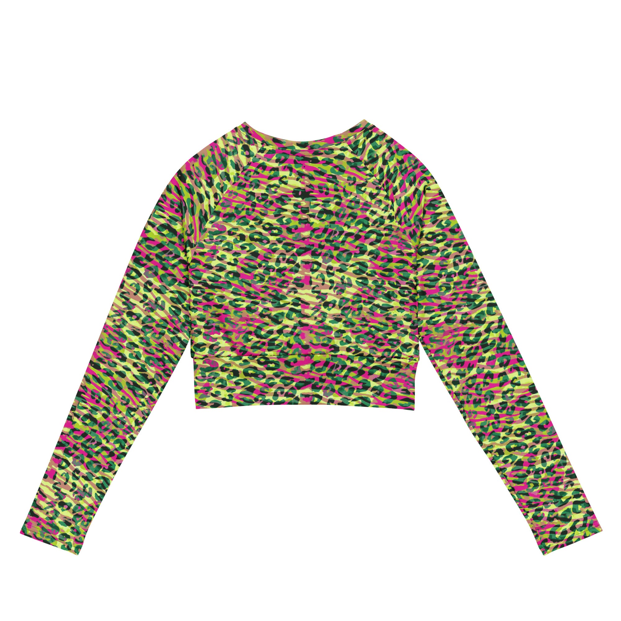 long sleeve crop top Zebra and Leopard print Magenta with yellow