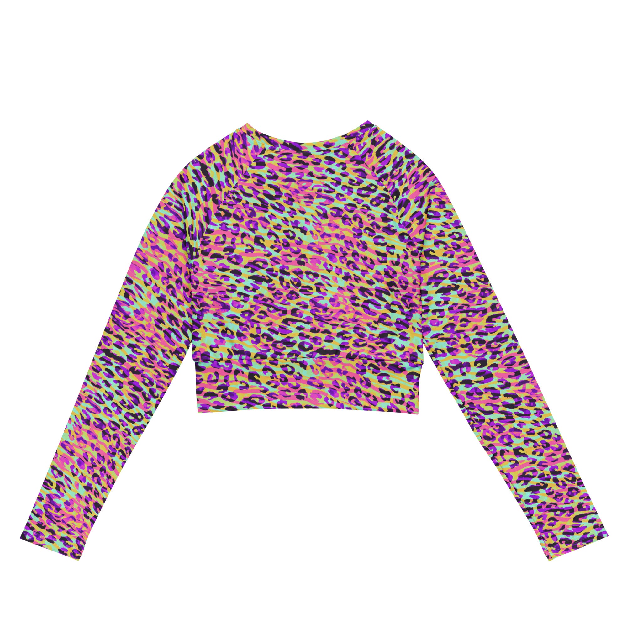 long sleeve crop top Zebra and Leopard print Pink with yellow