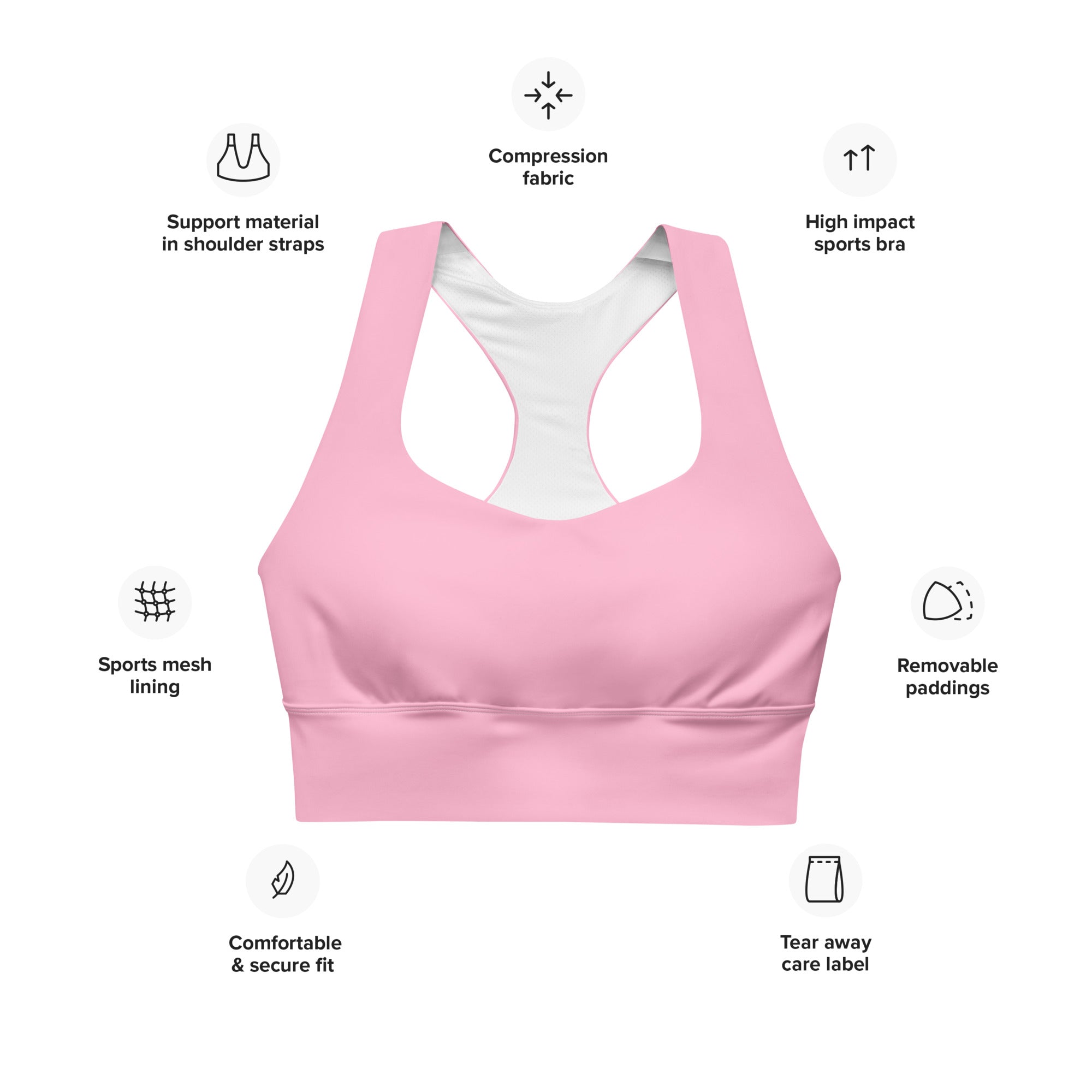 Longline sports bra Cotton Candy