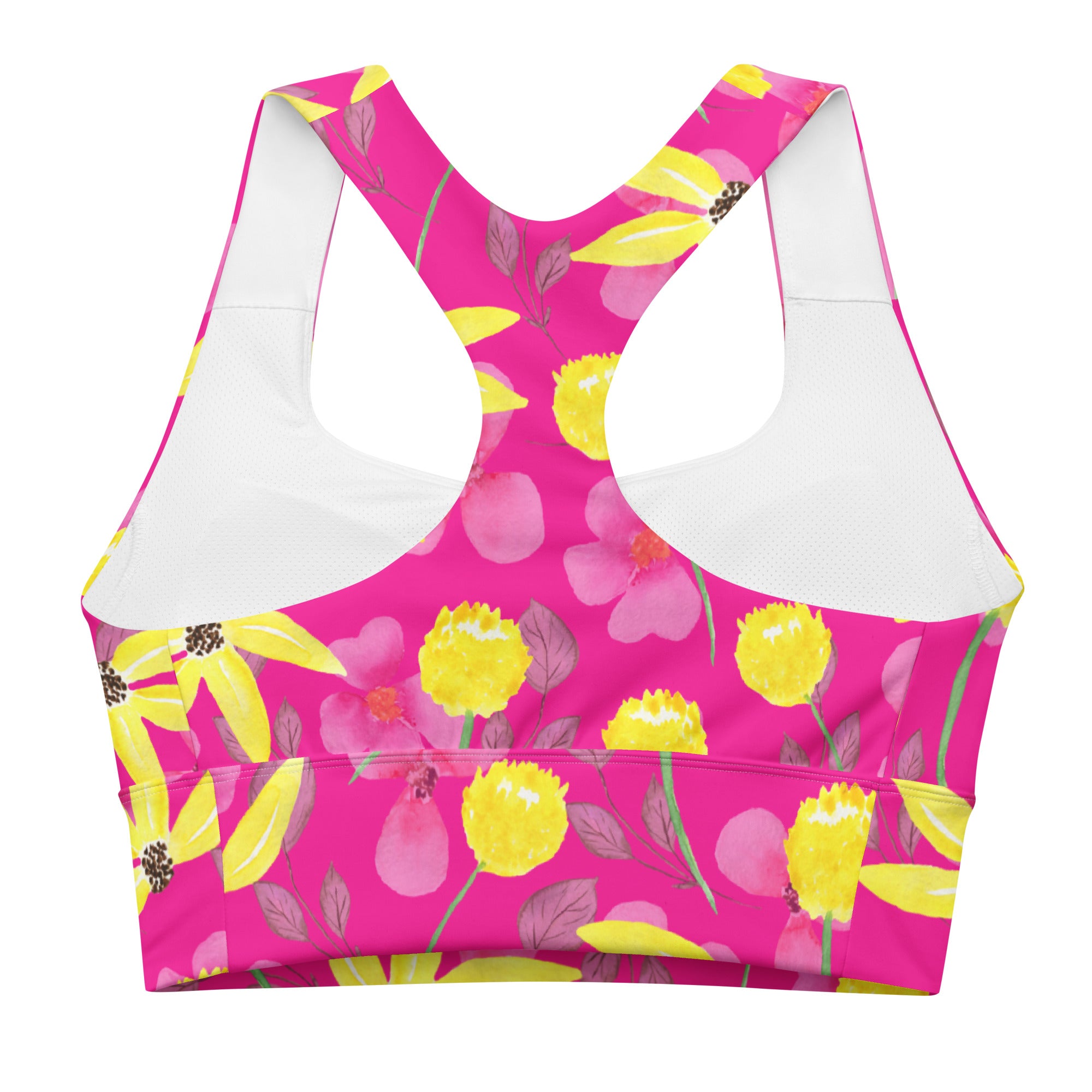 Longline sports bra Summer Flowers Red