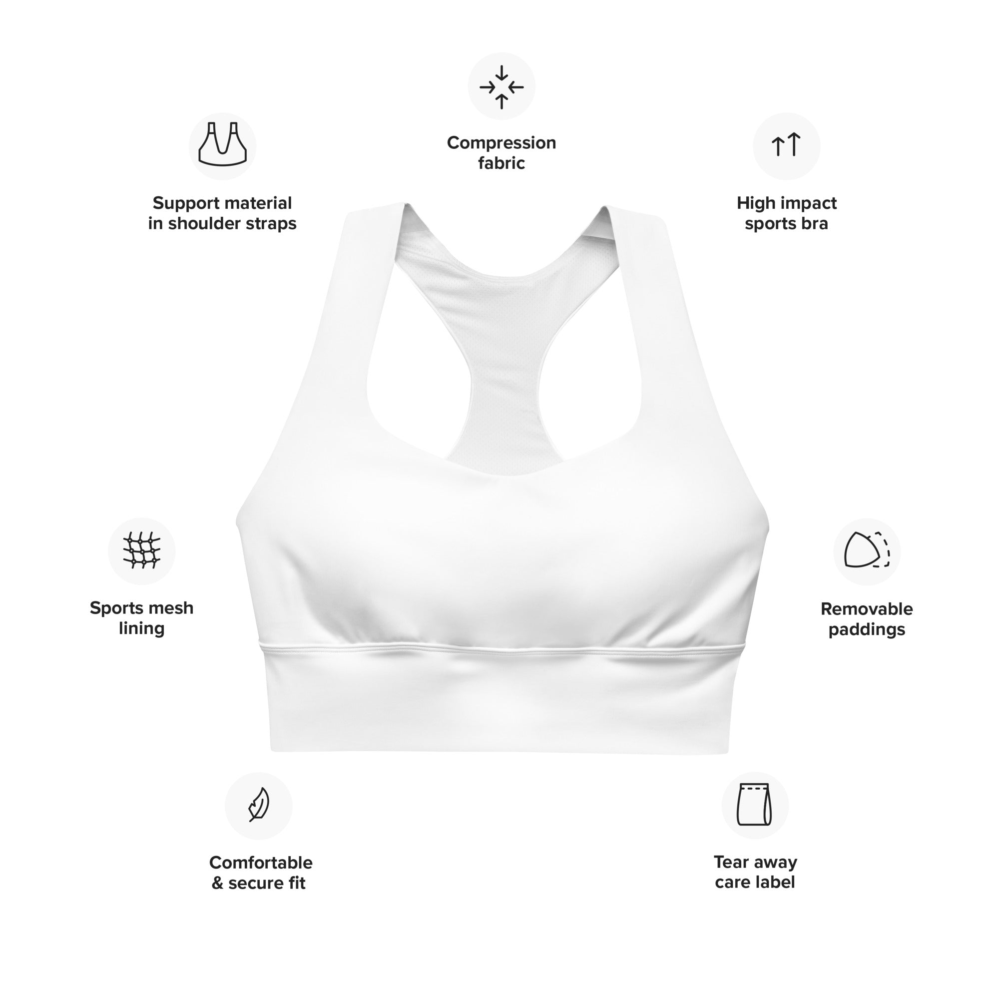 Longline sports bra White