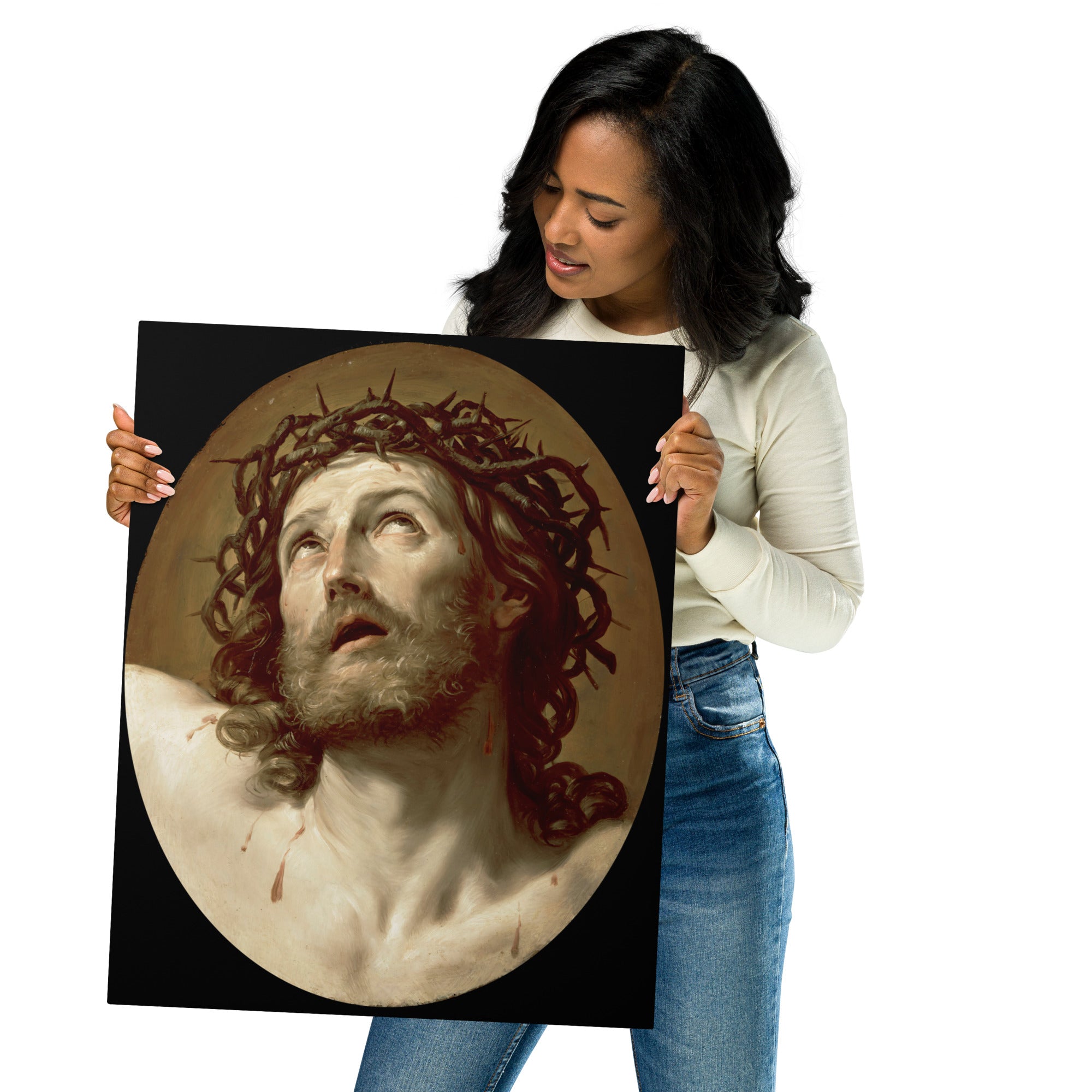 Metal prints Guido Reni Italian 1575 1642 Head Of Christ Crowned With Thorns 1630s