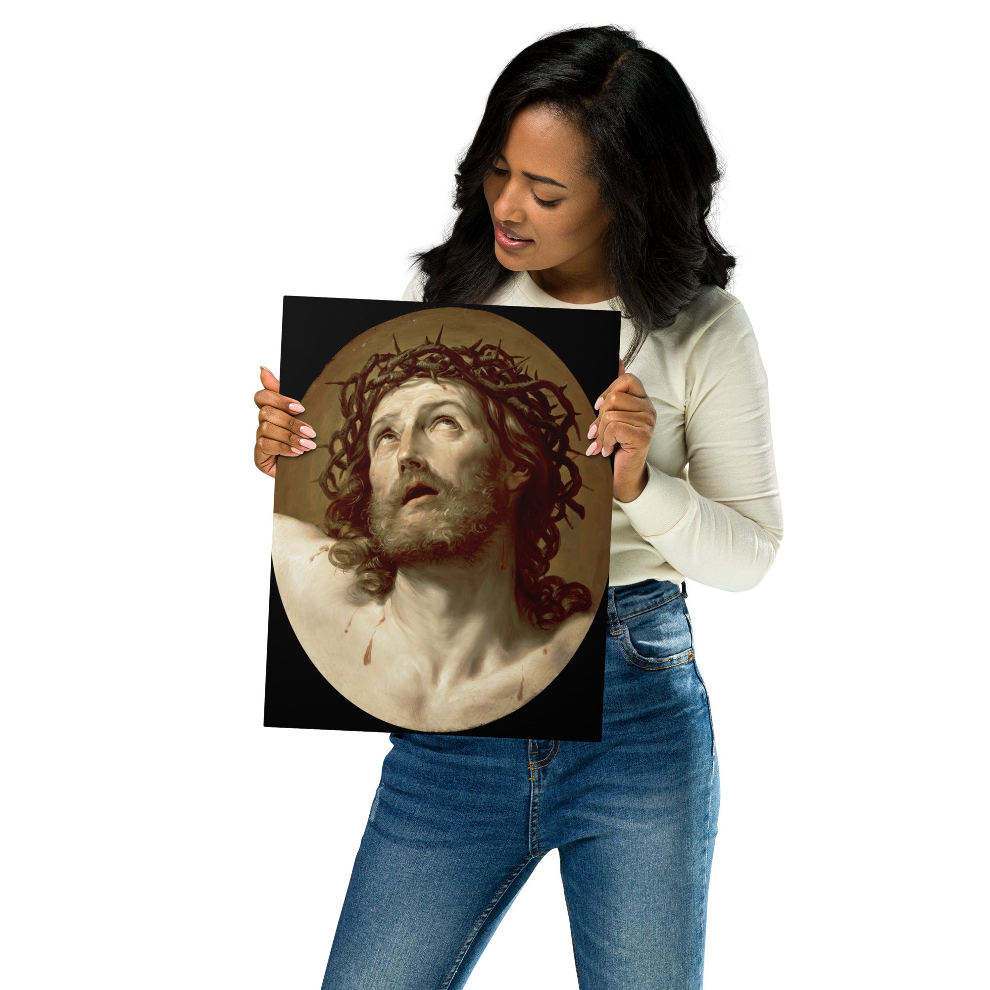 Metal prints Guido Reni Italian 1575 1642 Head Of Christ Crowned With Thorns 1630s