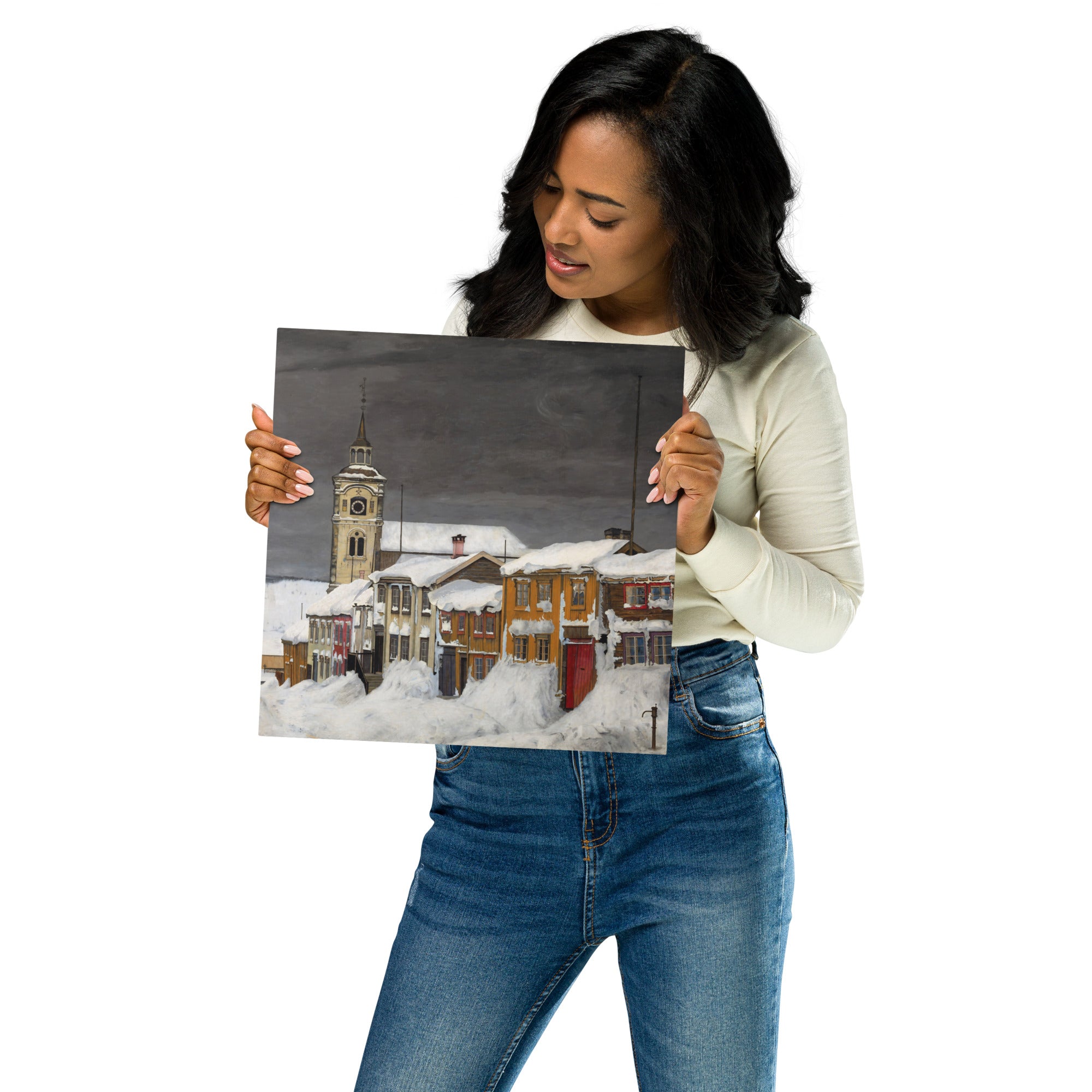 Metal prints Harald Sohlberg Norwegian 1877 1935 Street in Røros in Winter 1903