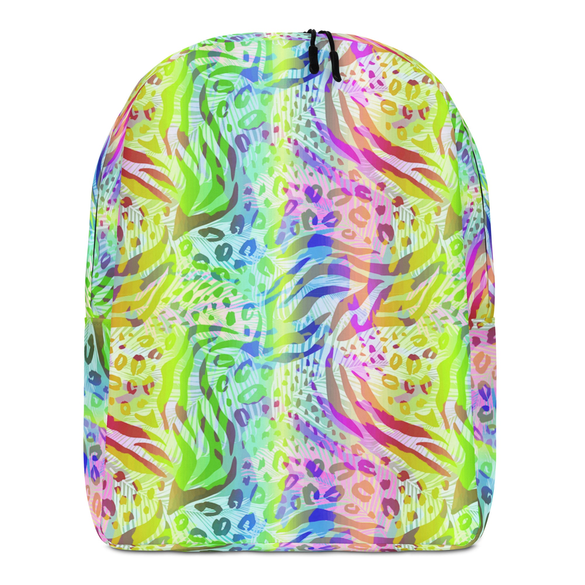 Minimalist Backpack Animal print summer Green,Blue with Yellow