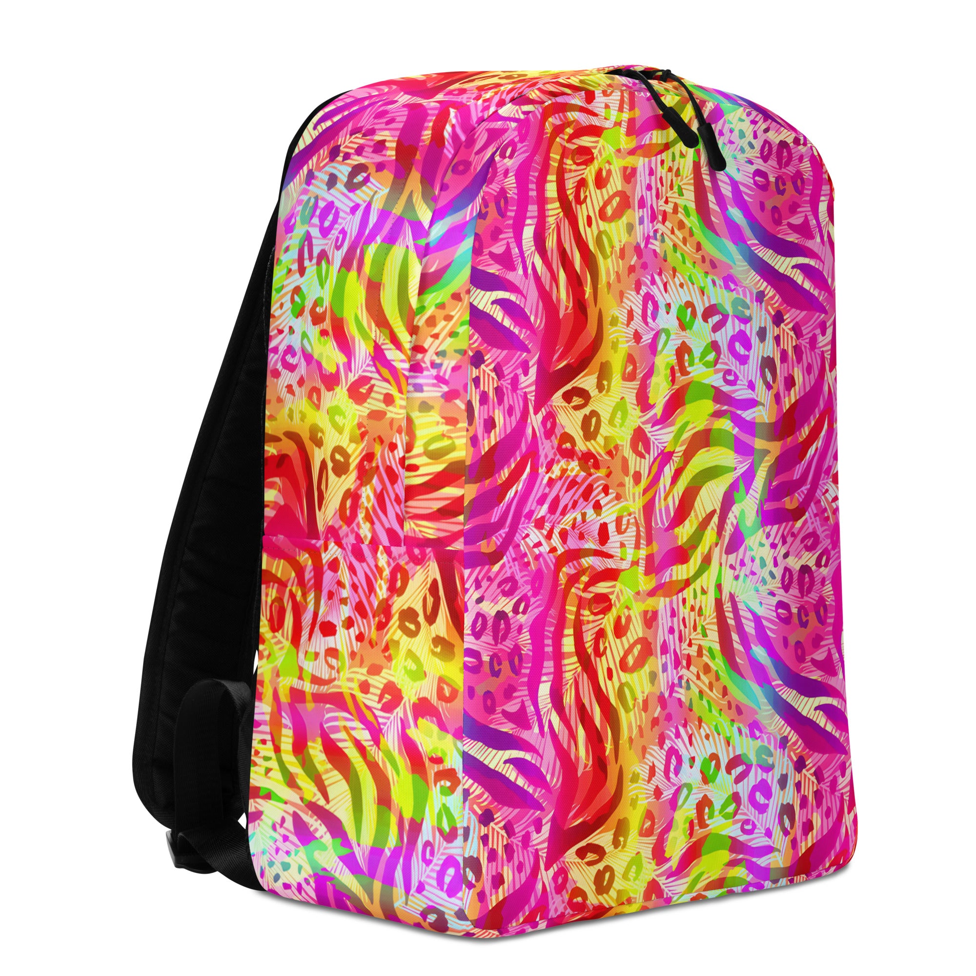 Minimalist Backpack Animal print summer Yellow,Red with Pink