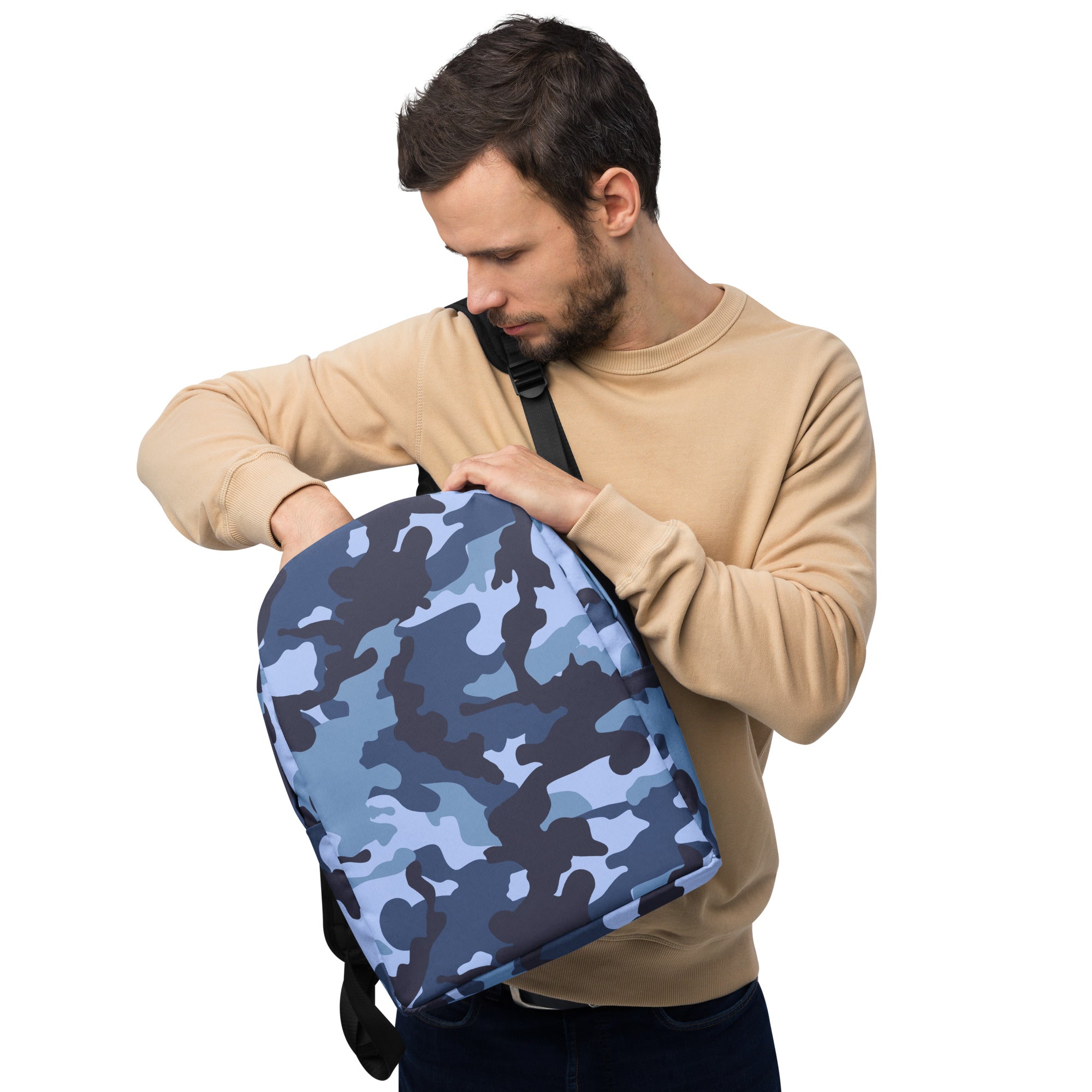 Minimalist Backpack Camo Blue And Black