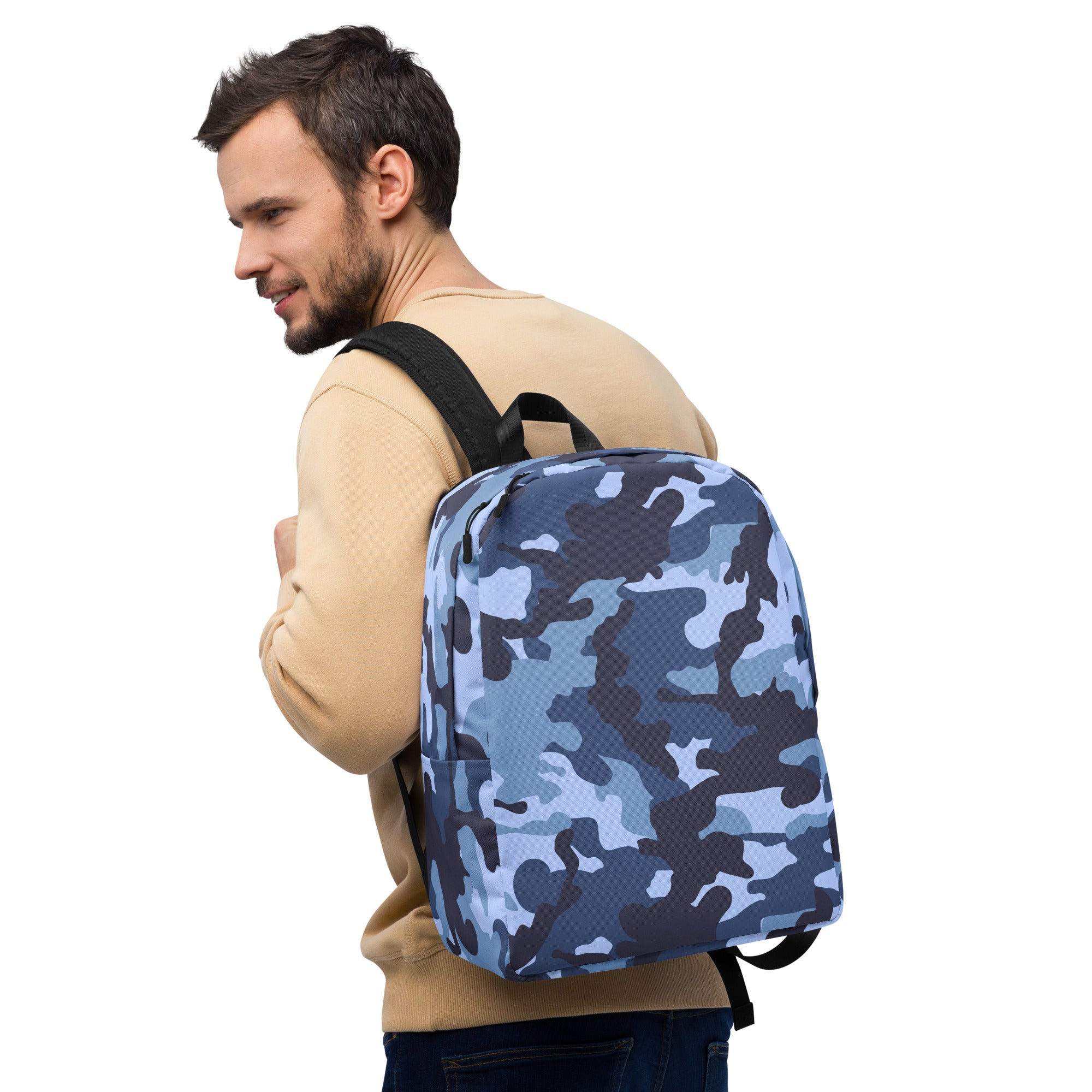 Minimalist Backpack Camo Blue And Black