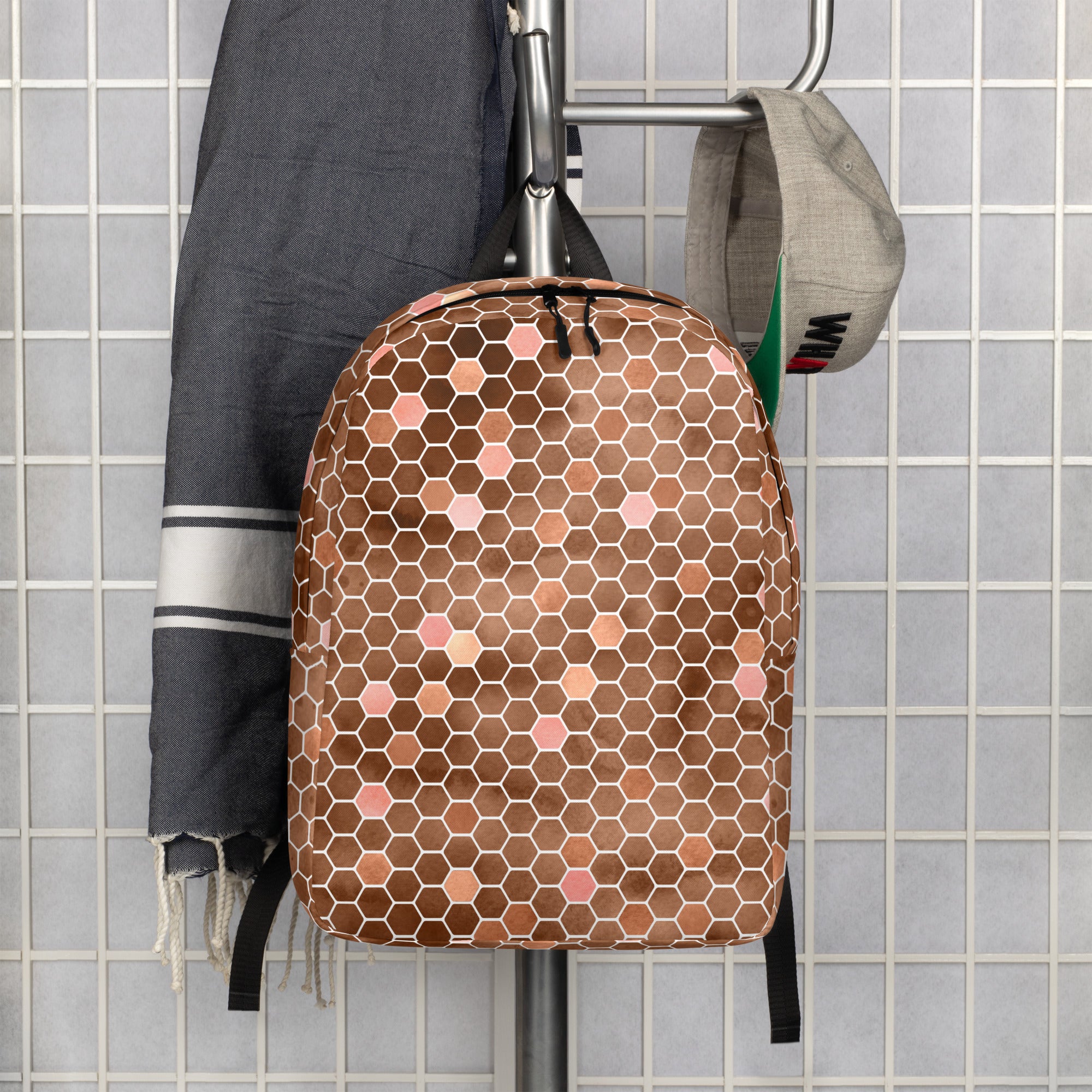 Minimalist Backpack Honeycomb Brown