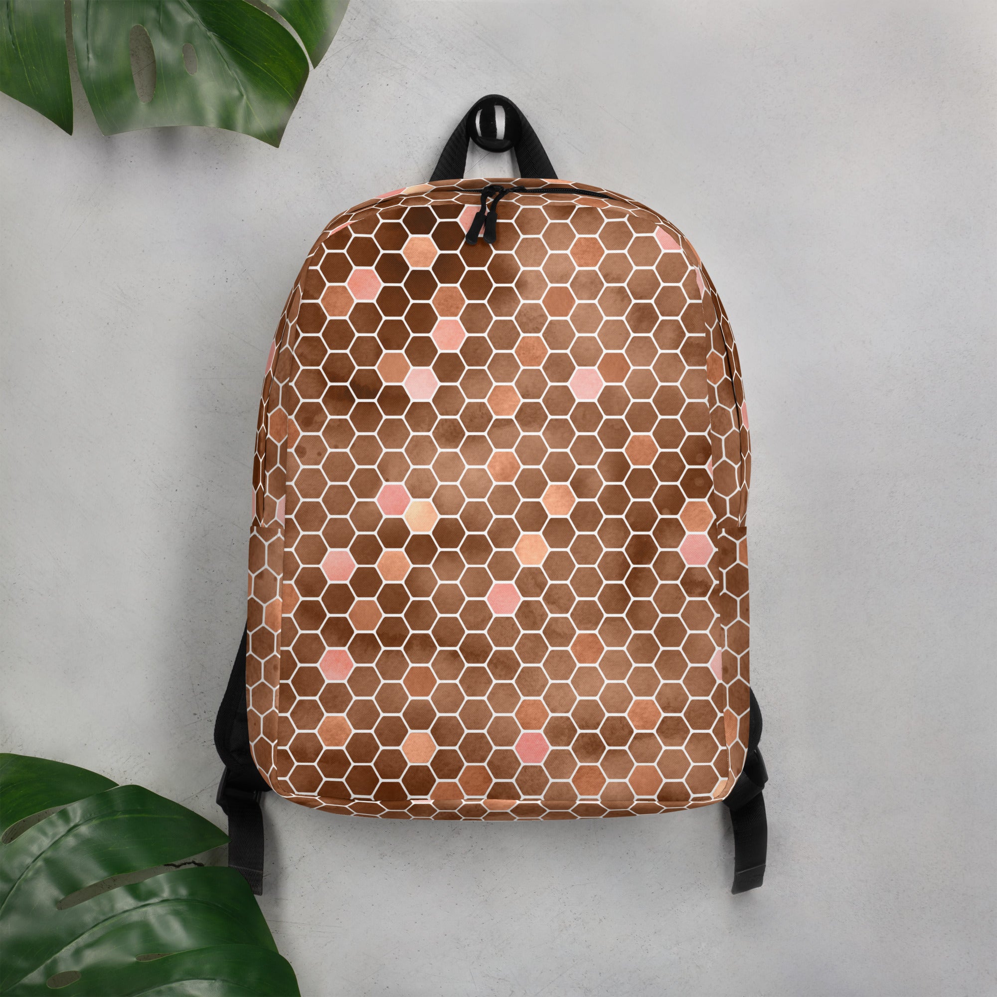 Minimalist Backpack Honeycomb Brown