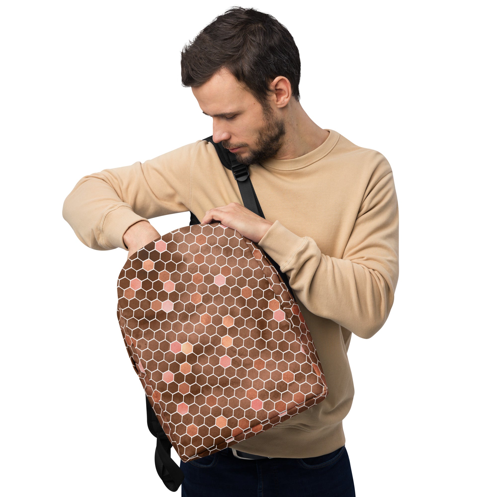 Minimalist Backpack Honeycomb Brown