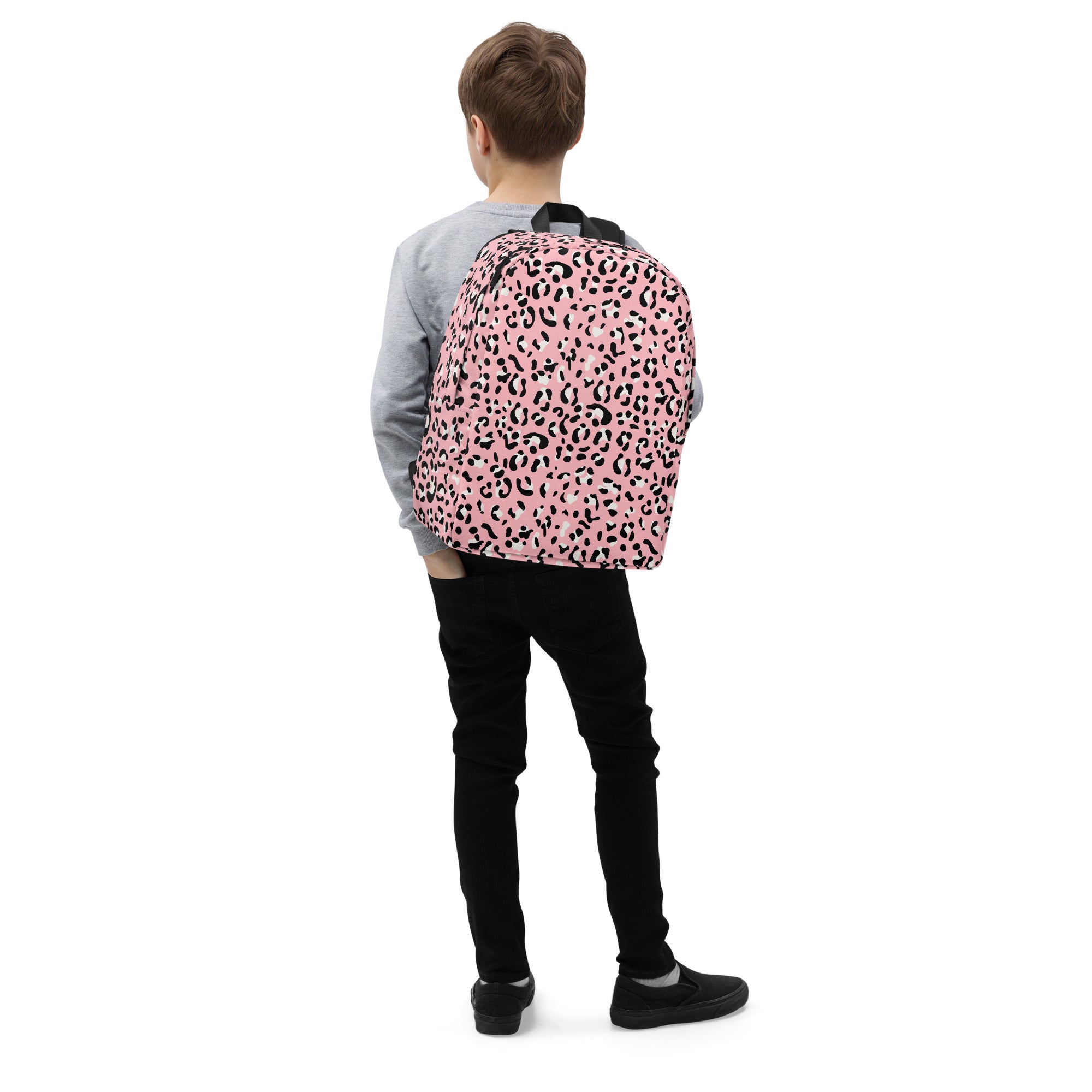 Minimalist Backpack Leopard print Baby Pink