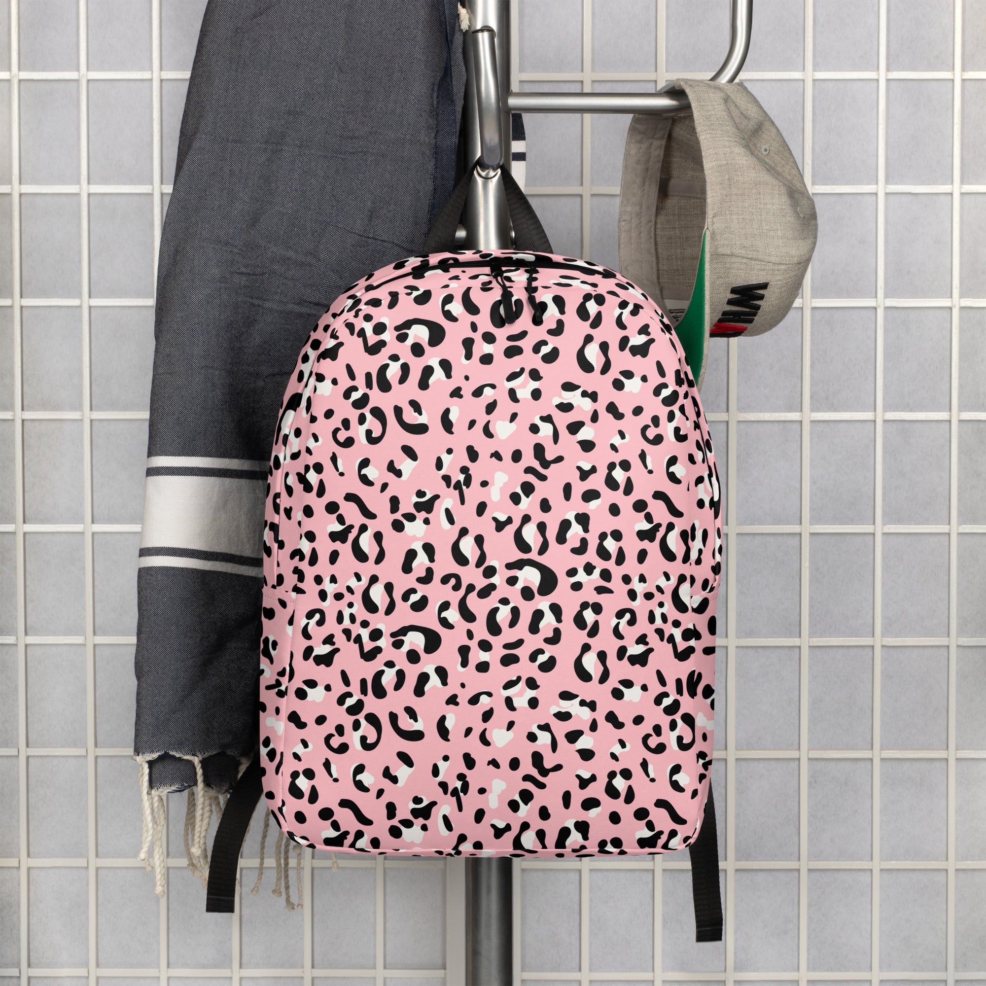 Minimalist Backpack Leopard print Baby Pink