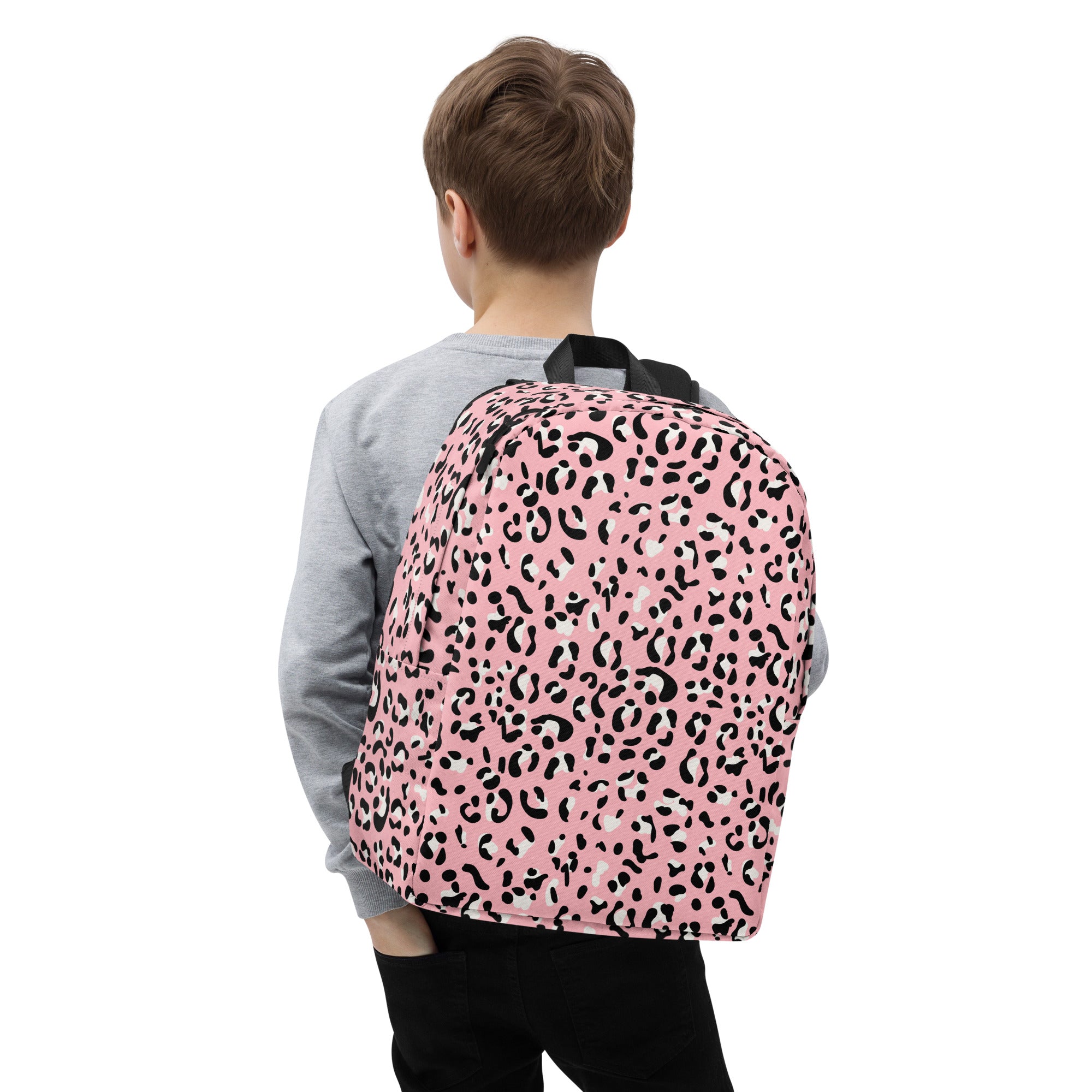 Minimalist Backpack Leopard print Baby Pink
