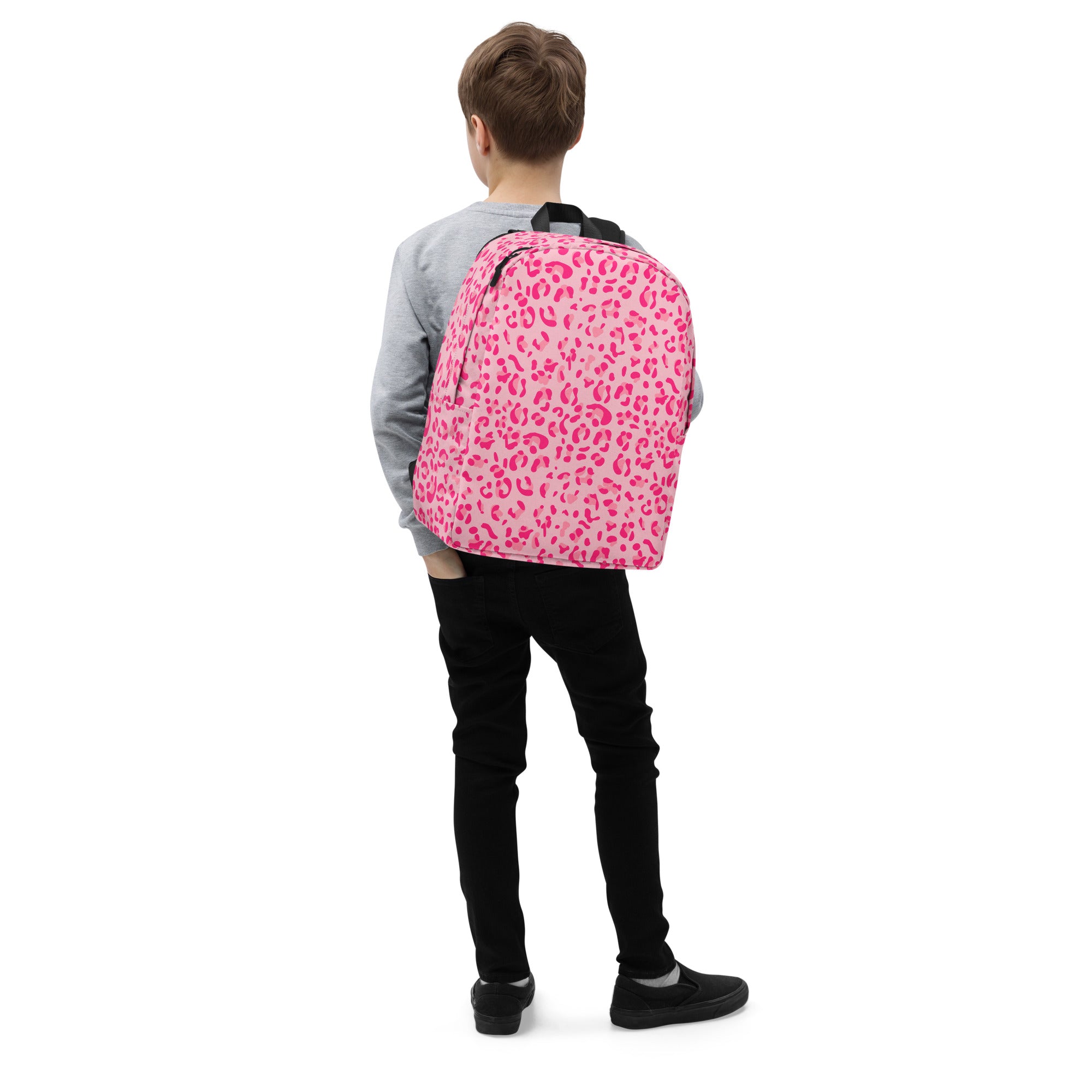Minimalist Backpack Leopard Print Light Light Pink