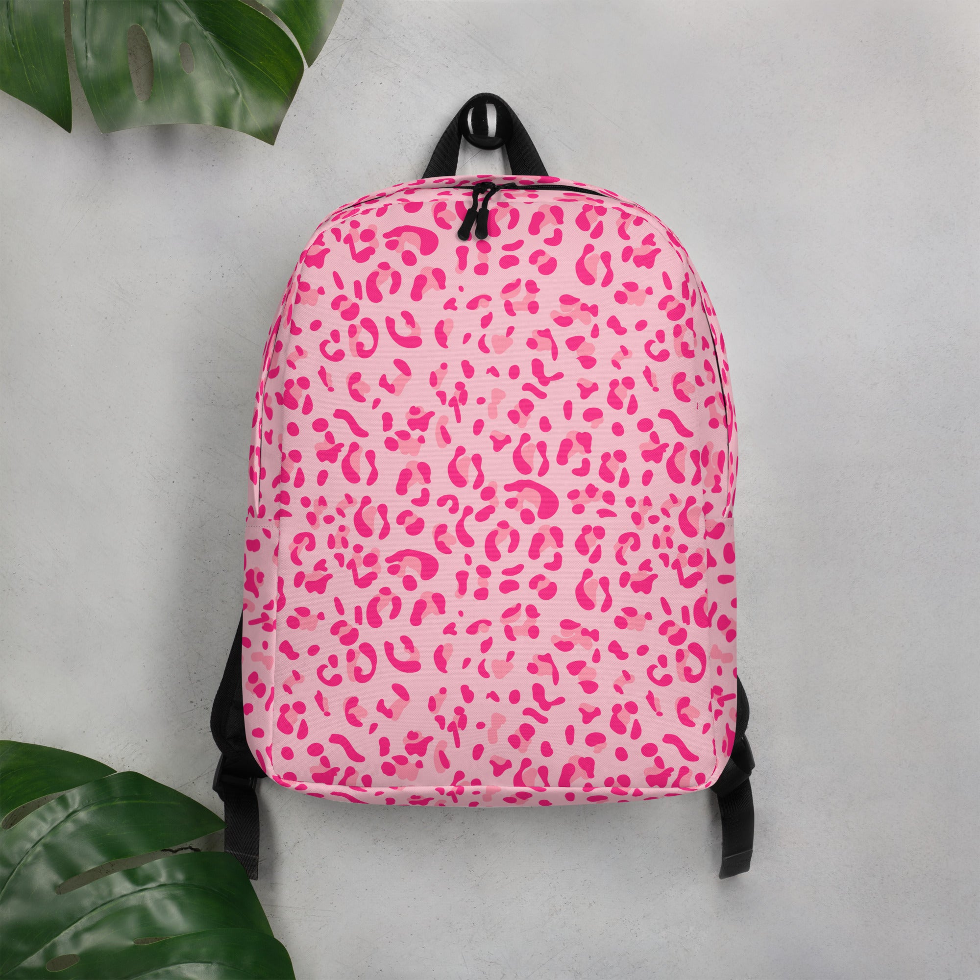 Minimalist Backpack Leopard Print Light Light Pink