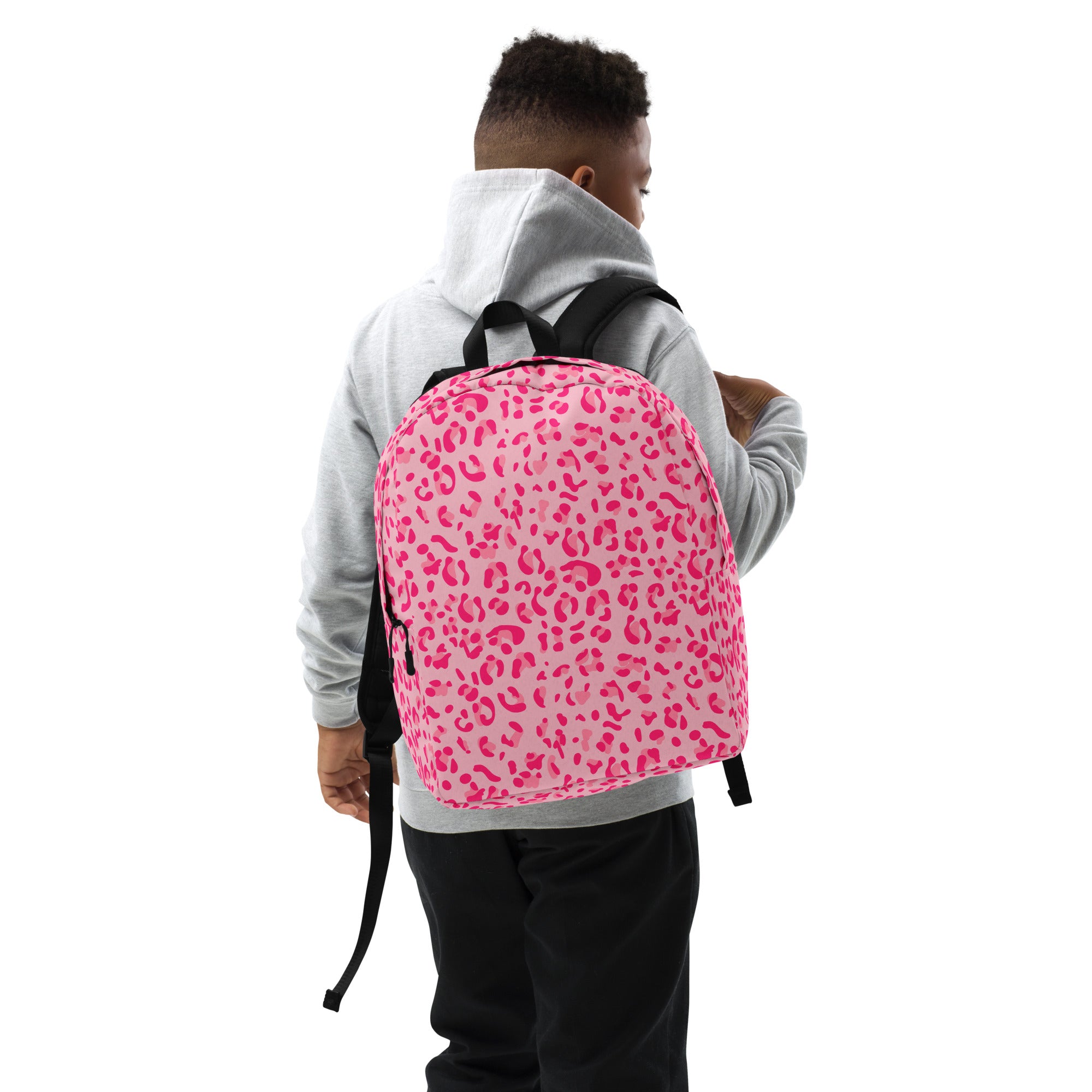 Minimalist Backpack Leopard Print Light Light Pink