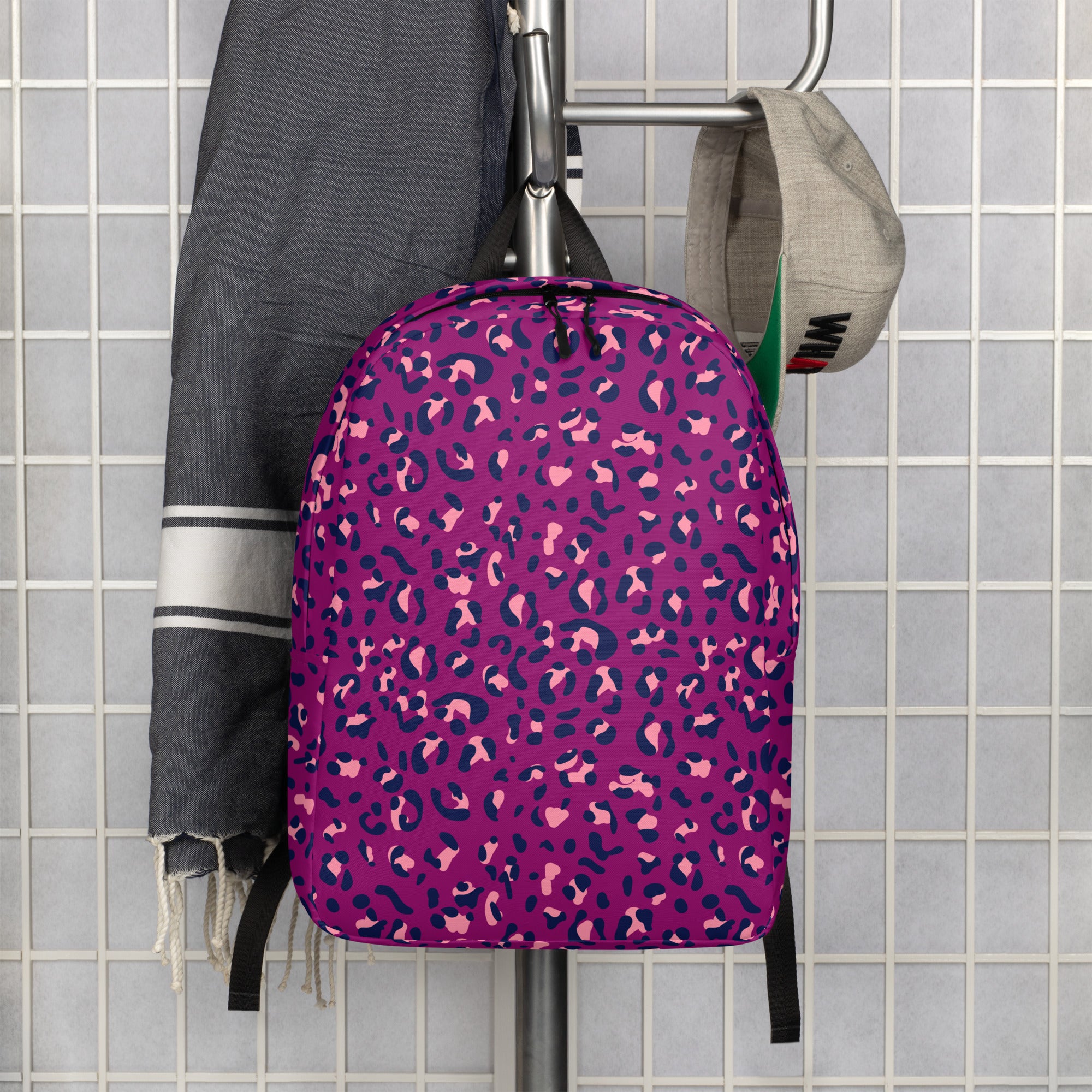 Minimalist Backpack Leopard Print Purple
