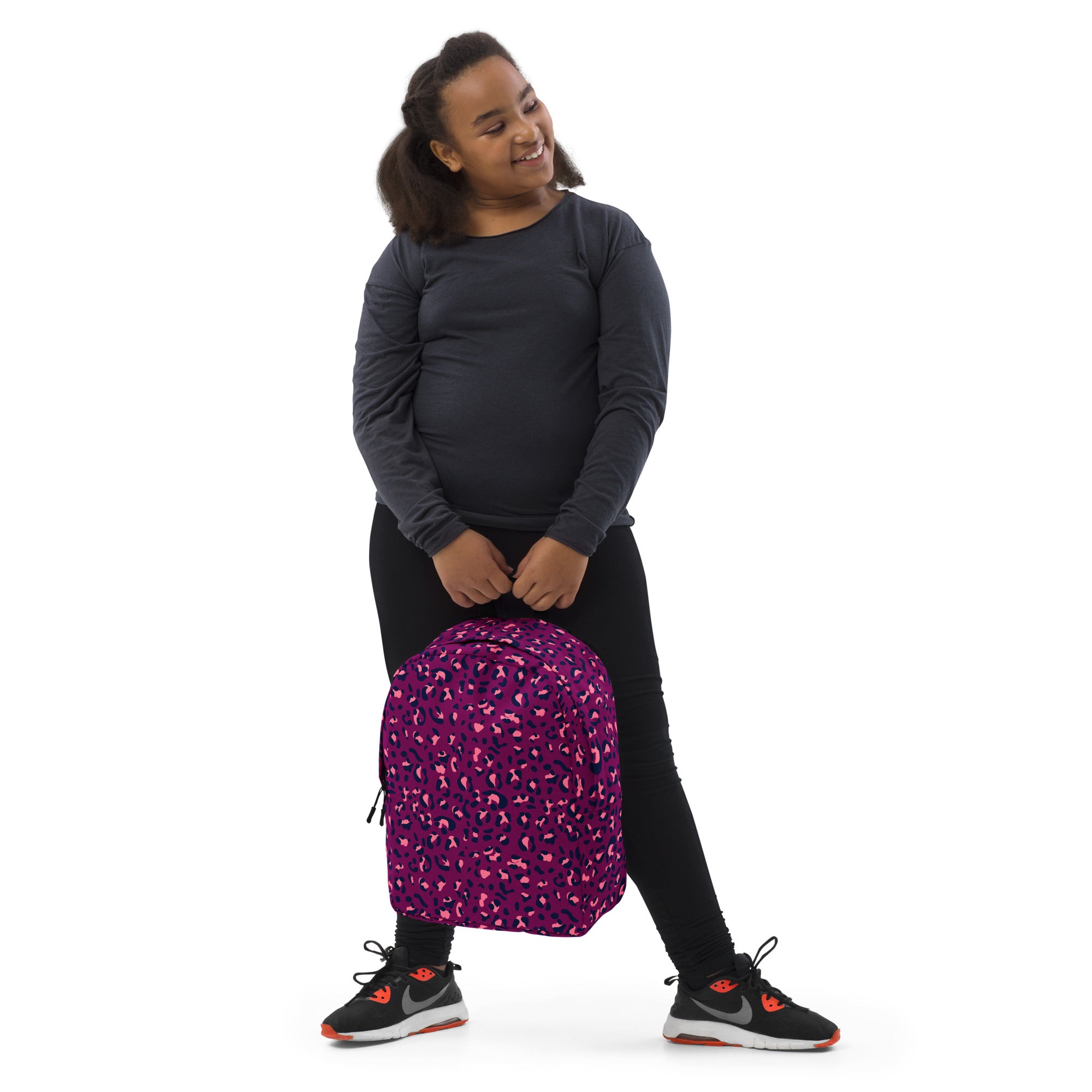 Minimalist Backpack Leopard Print Purple
