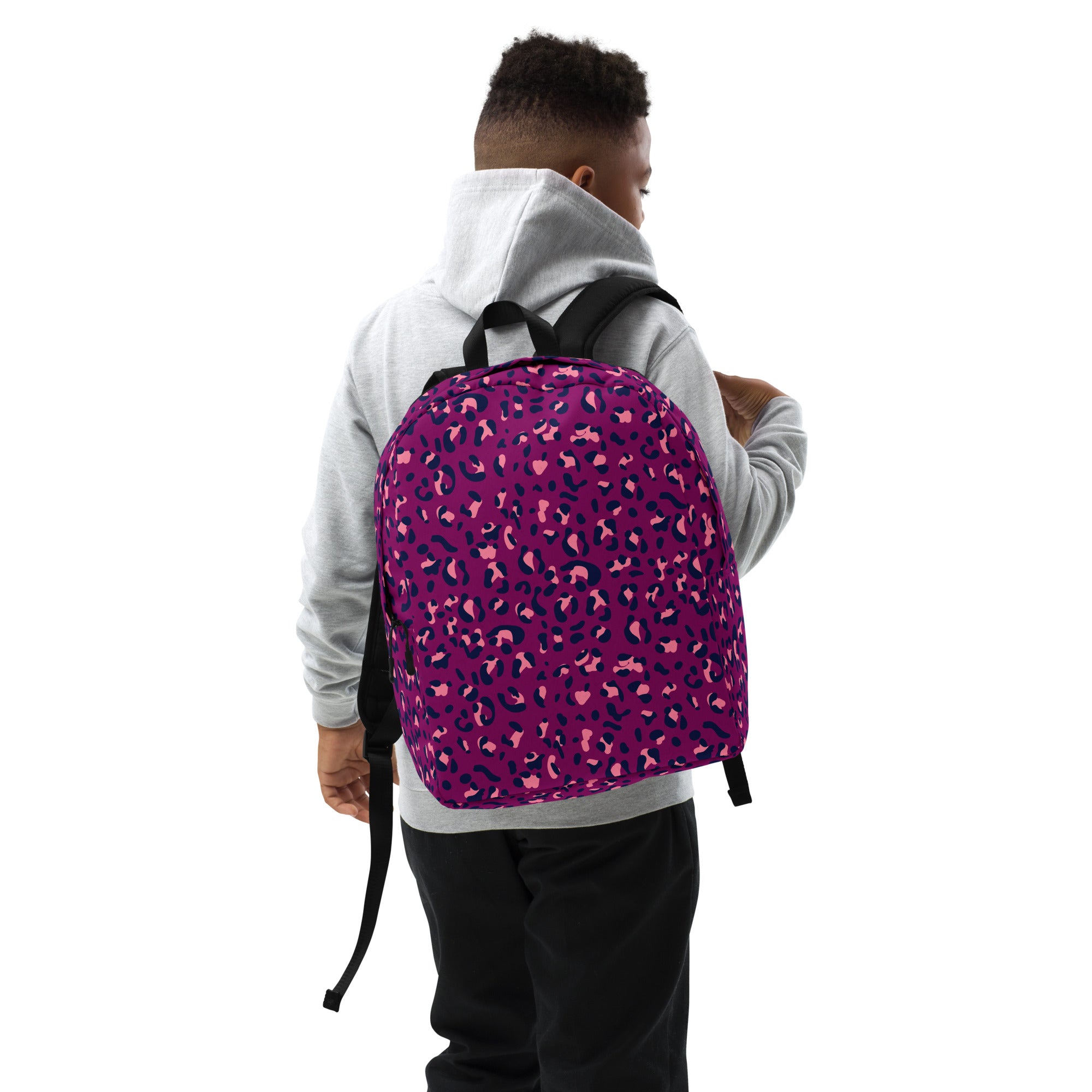 Minimalist Backpack Leopard Print Purple
