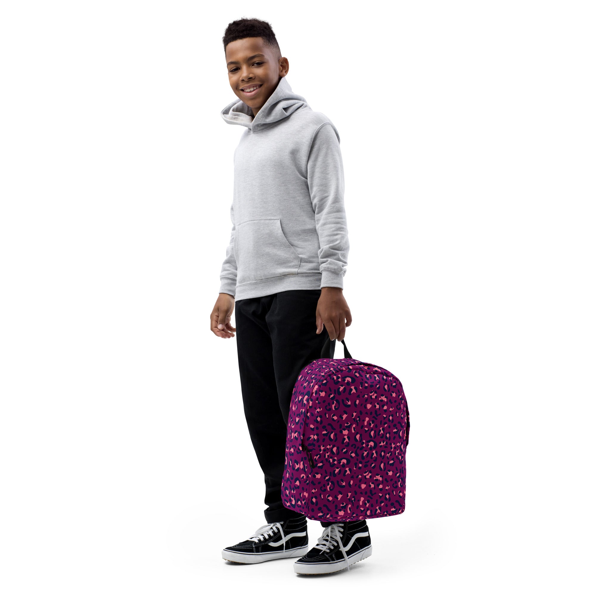 Minimalist Backpack Leopard Print Purple