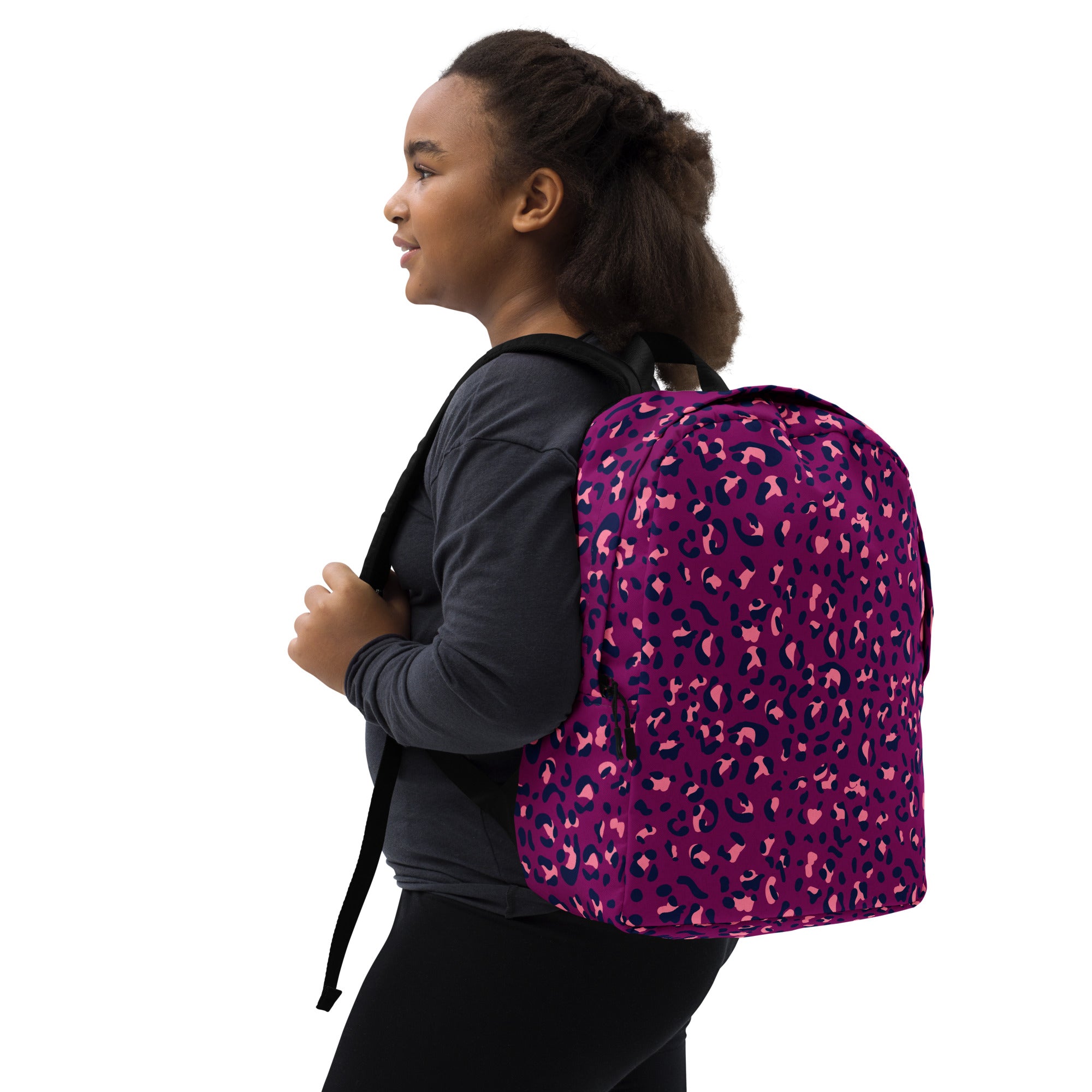 Minimalist Backpack Leopard Print Purple