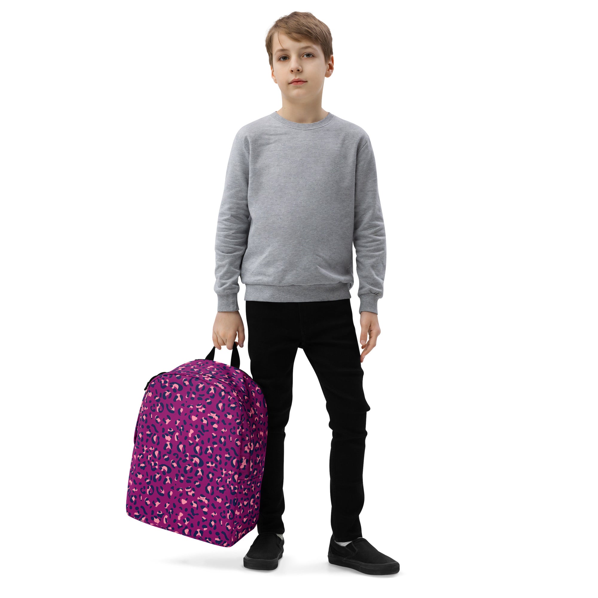 Minimalist Backpack Leopard Print Purple