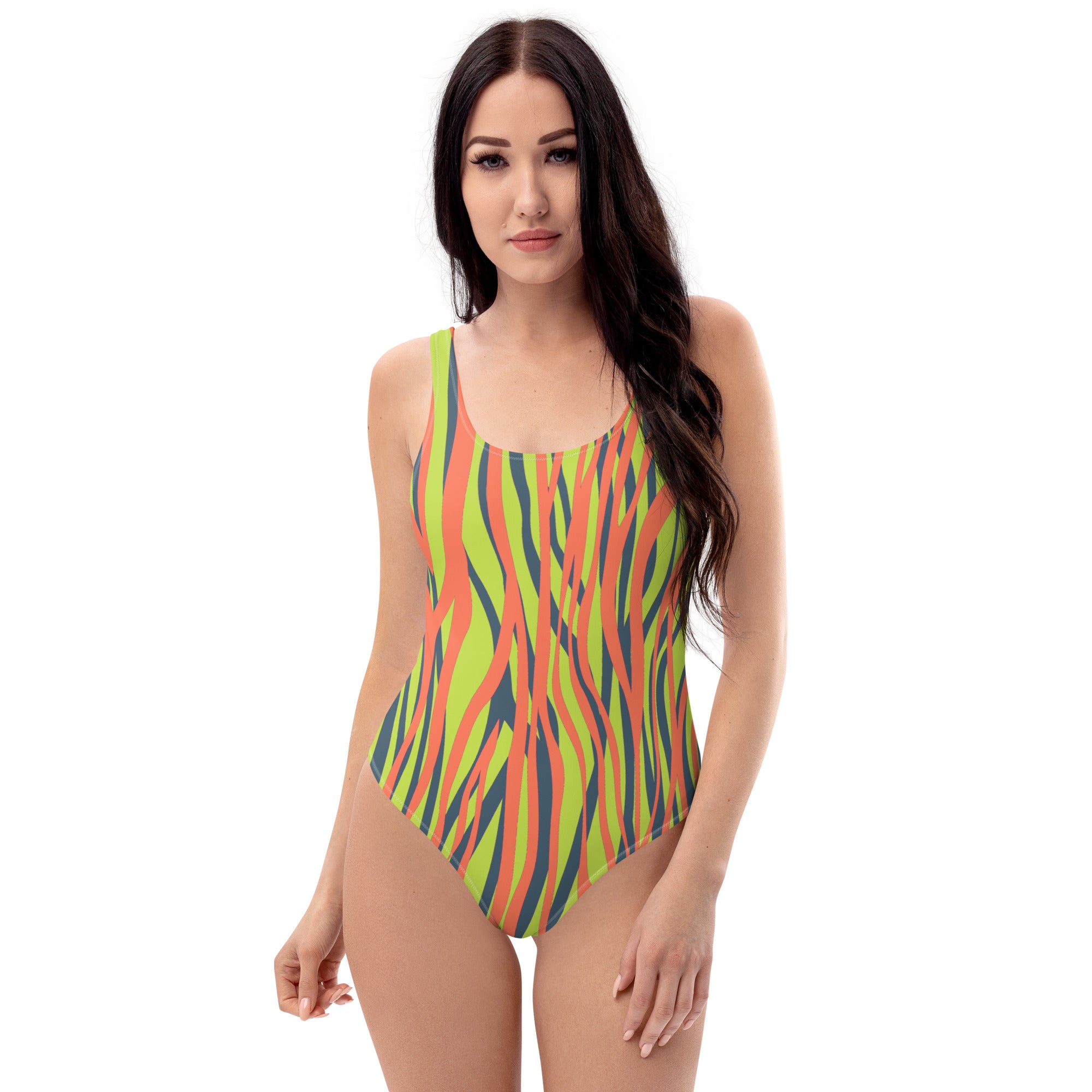 One Piece Swimsuit Funky Zebra Orange