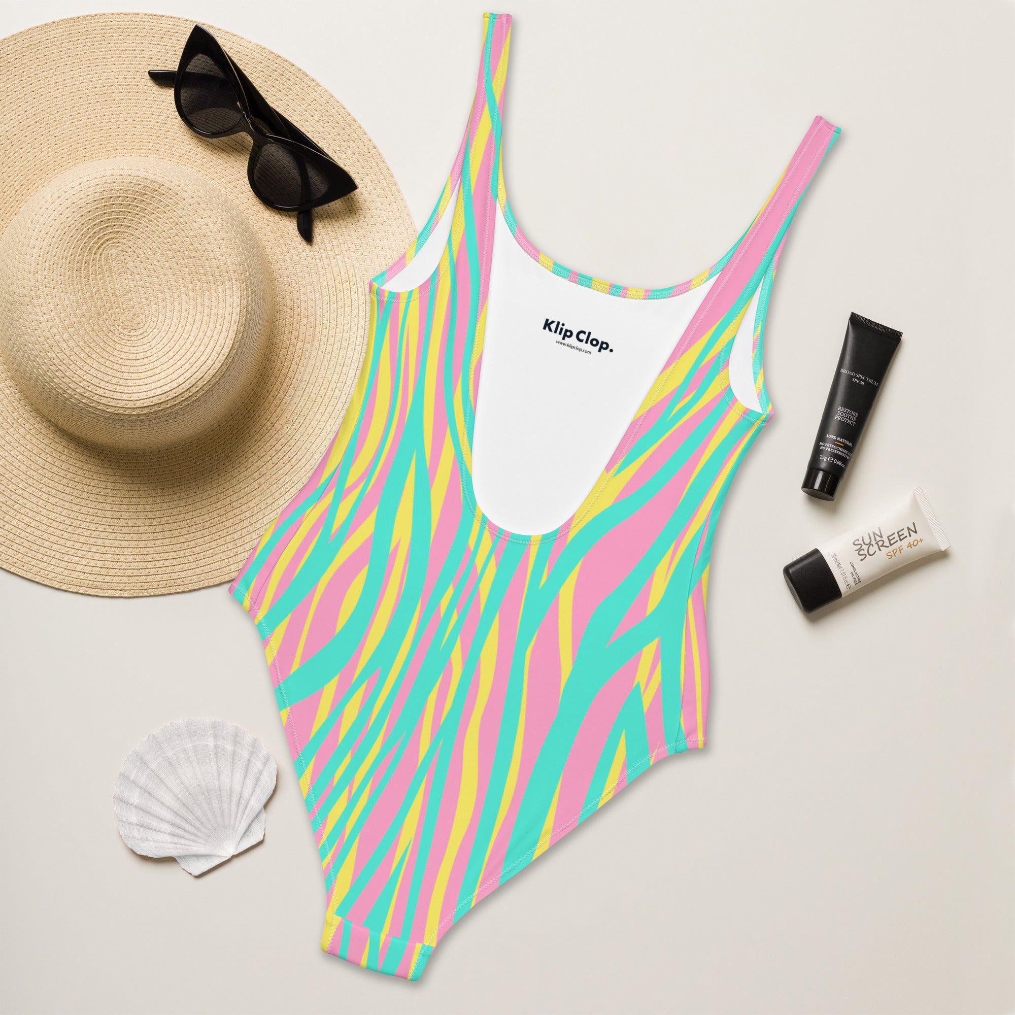 One Piece Swimsuit Funky Zebra Pink