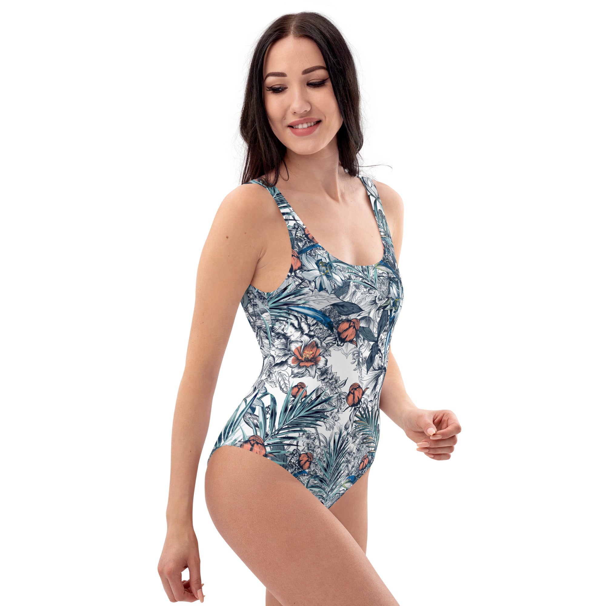 One Piece Swimsuit Palm leafs