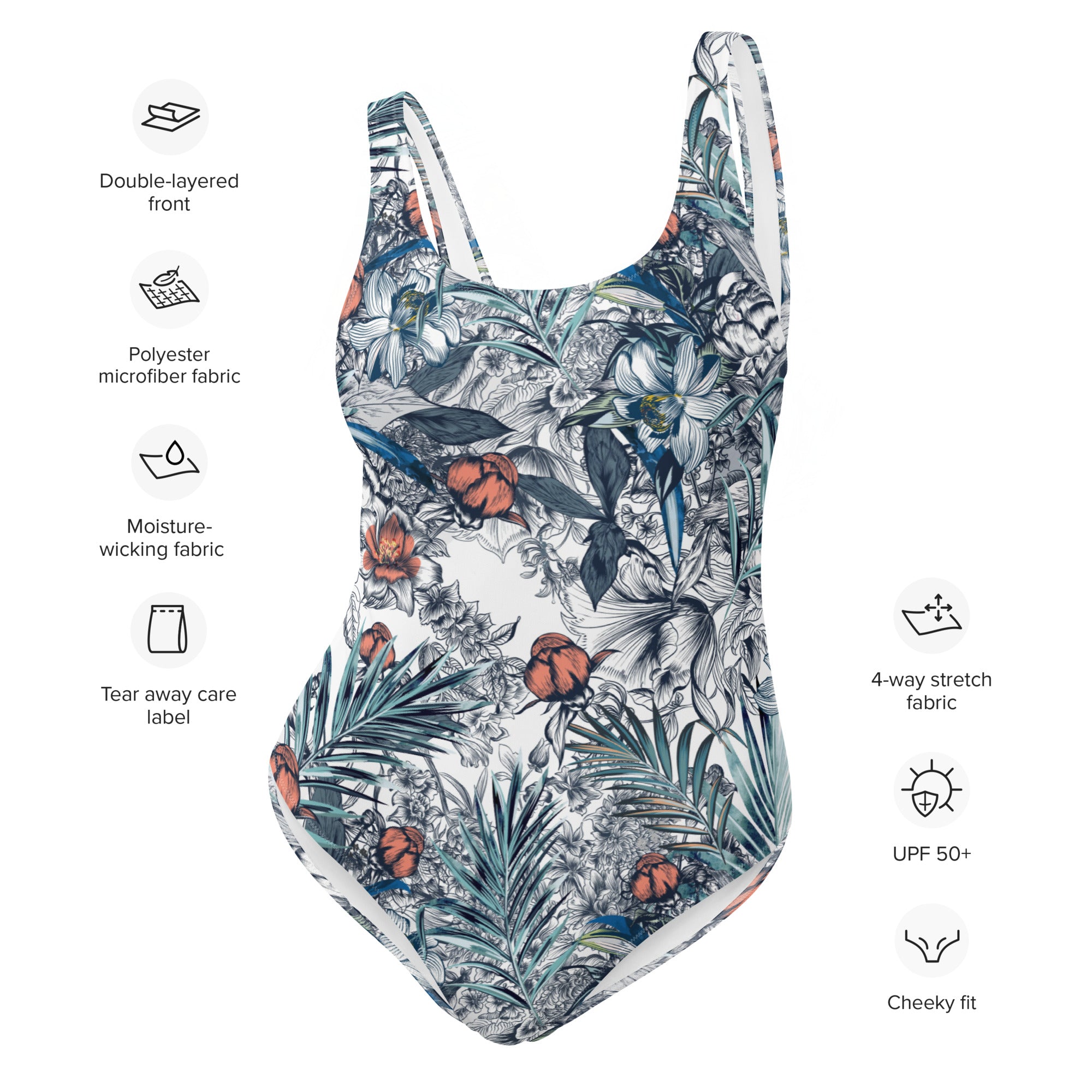 One Piece Swimsuit Palm leafs