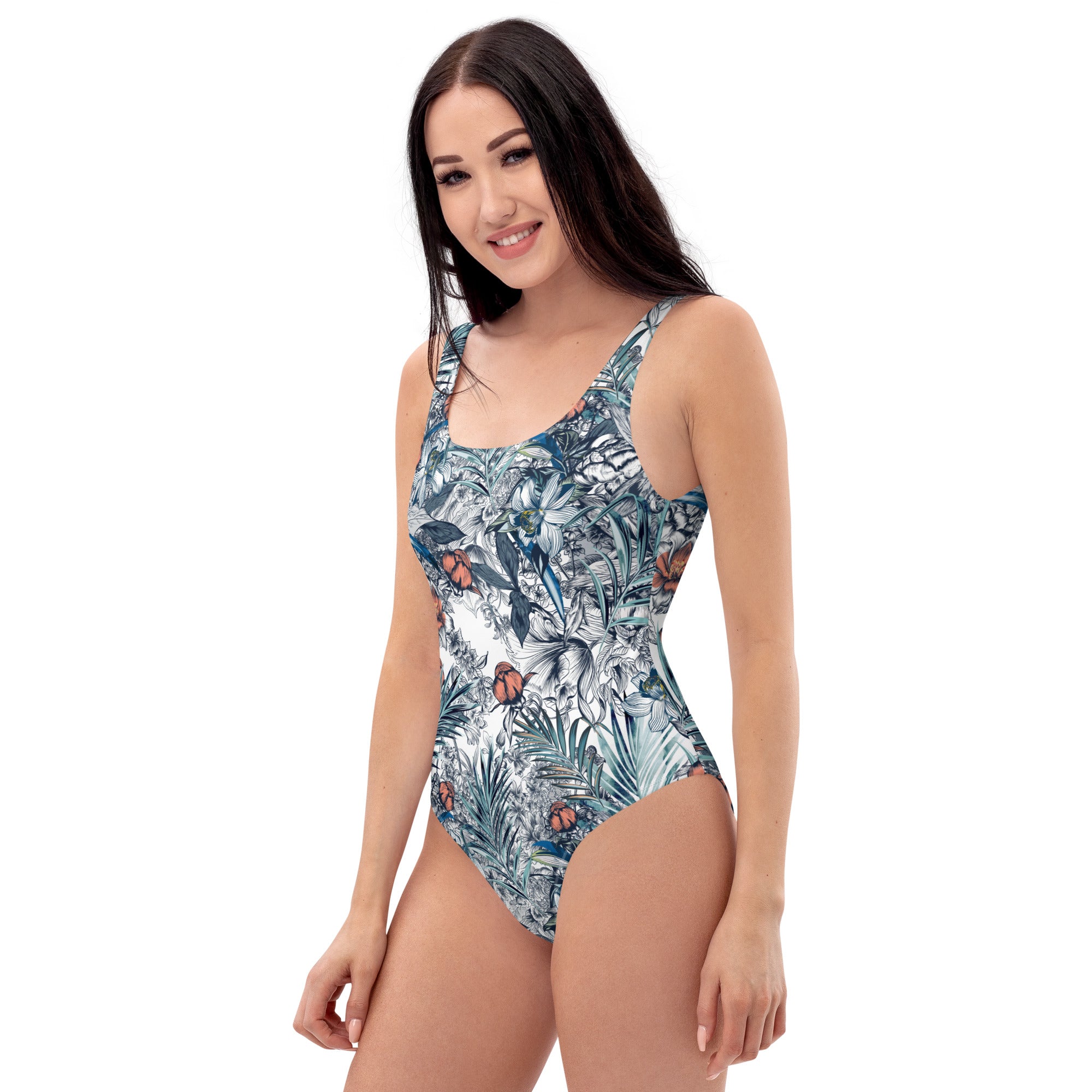 One Piece Swimsuit Palm leafs